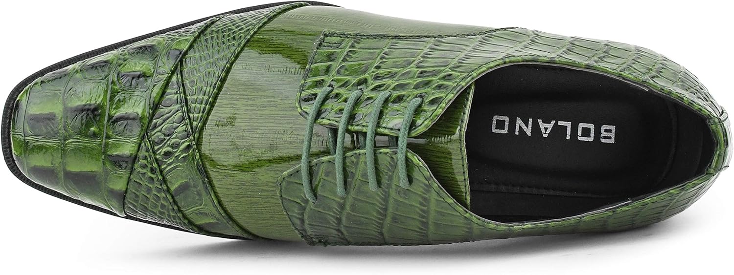 Bolano Bandit, Cap Toe Oxford Dress Shoes for Men, Men's Formal Dress Shoes with Alligator Print, Croc Folded Oxfords - Image 5