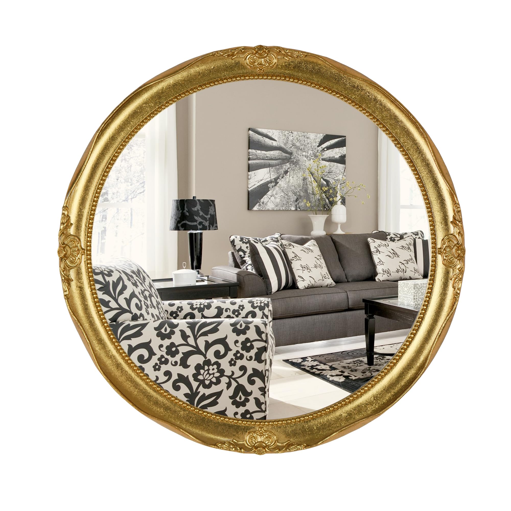 Funerom Espejo de pared decorativo vintage redondo (dorado, 16 pulgadas)
