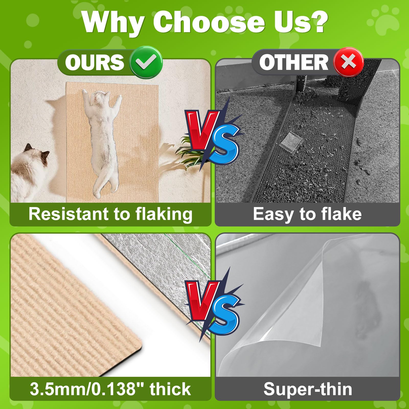 ENONCI - Tappetino tiragraffi autoadesivo per gatti e altri animali domestici, protezione antigraffio per divano e mobili, riutilizzabile (beige, 40 x 60 cm)