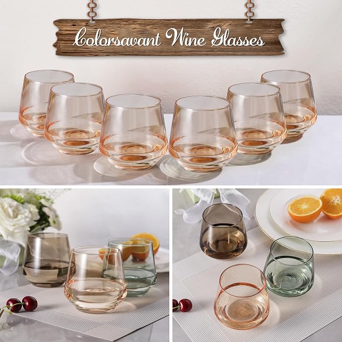 Stemless Wine Glasses Set 6 (Mint Green)