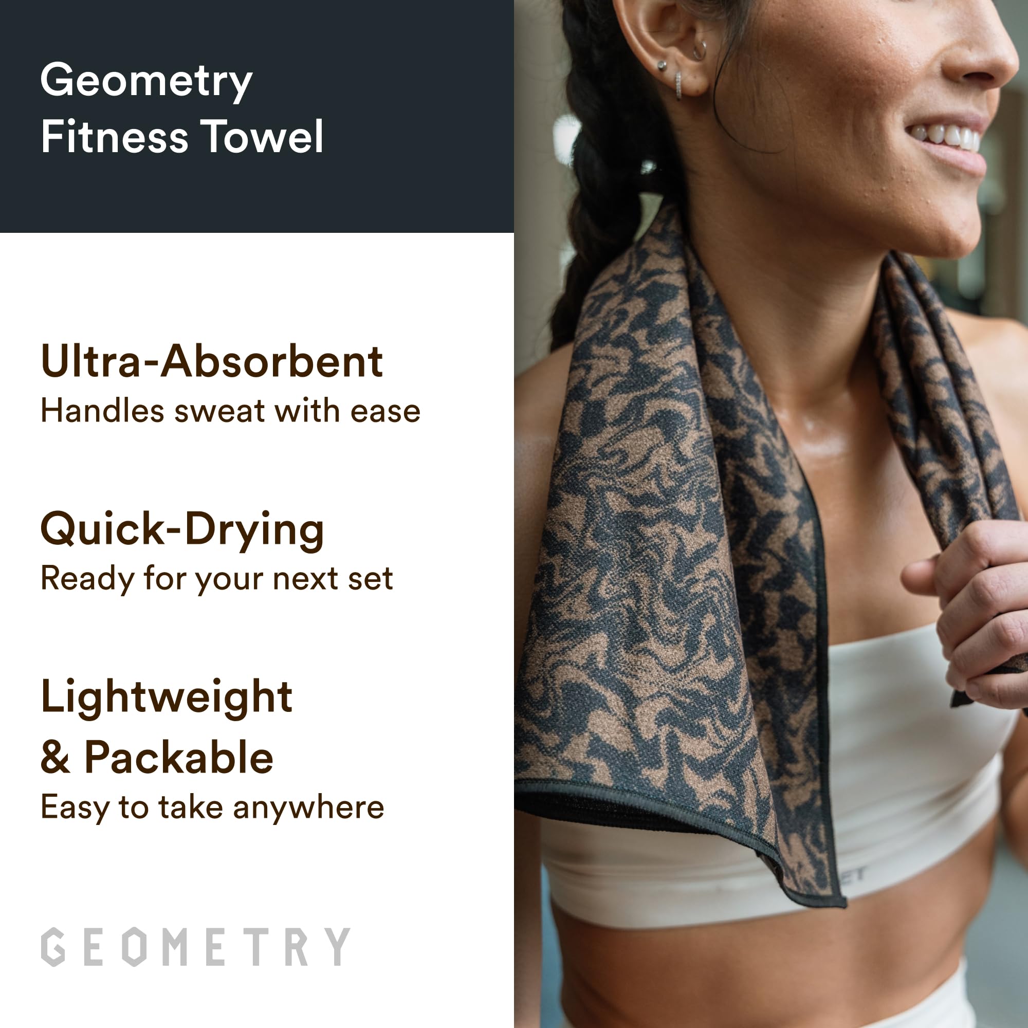 Geometry Toallas de Gimnasio para Entrenar, Toalla compacta y de Secado rápido, Toalla de Entrenamiento de Microfibra súper Absorbente, Toallas de Sudor de Microfibra Gimnasio