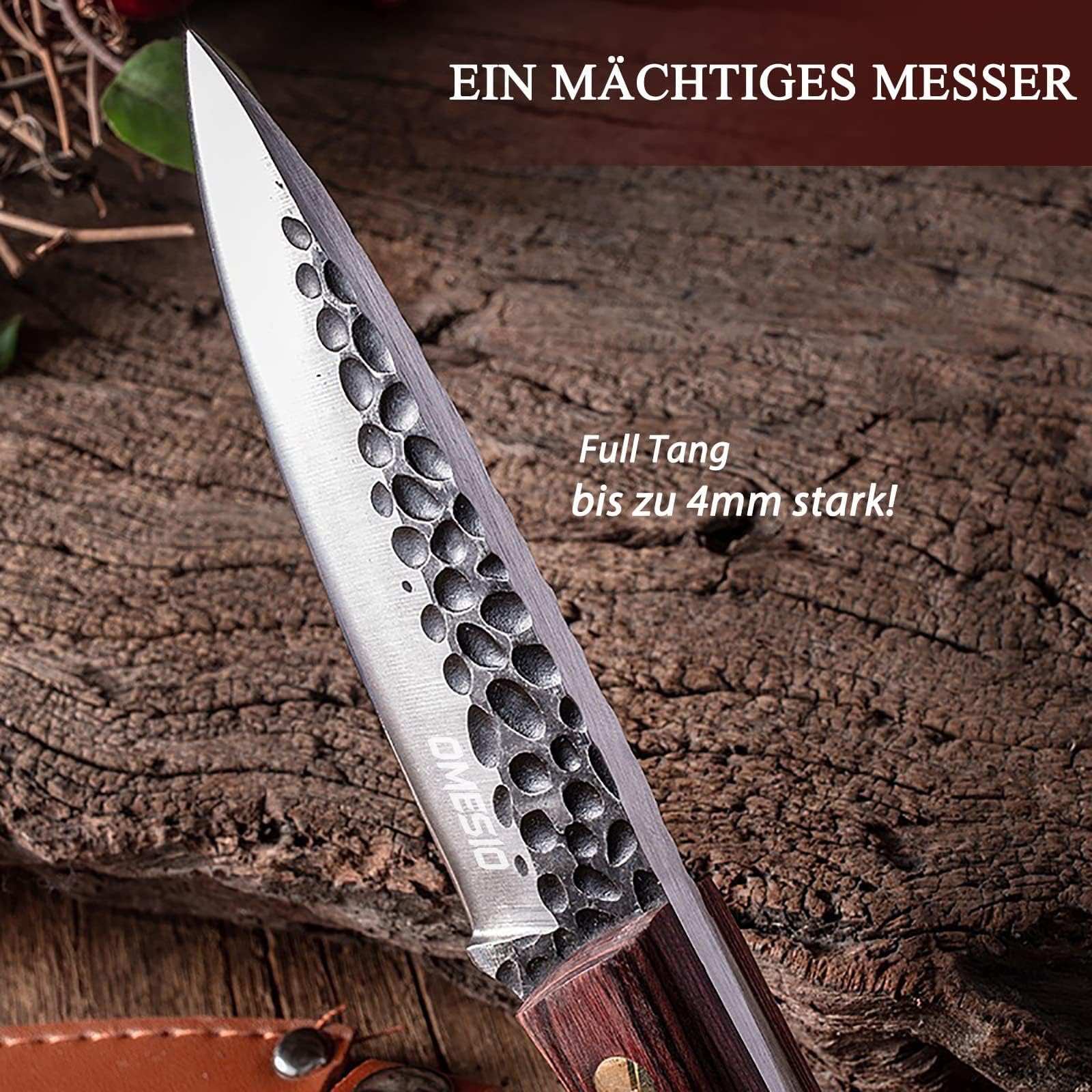 Bushcraft knife with sheath full tang outdoor small fixed blade