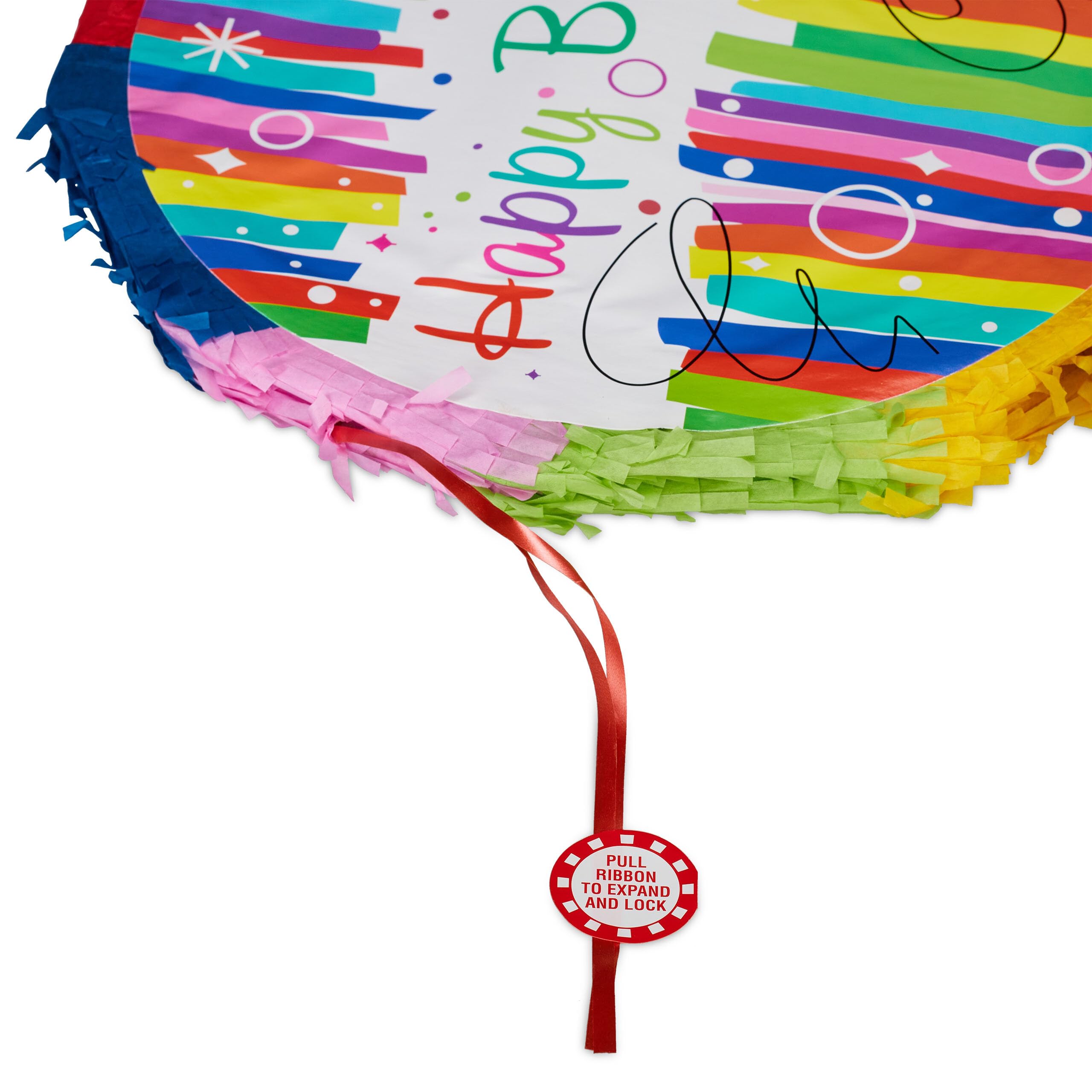 Relaxdays Pignatta con Scritta 'Happy Birthday, Piñata da Appendere, Compleanni, da Riempire, DxP: 32x9 cm, Multicolore