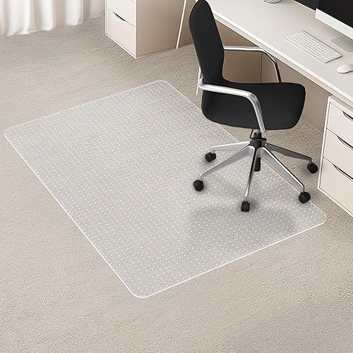 HOMEK Office Chair Mat for Low Pile Carpeted Floor, 90×120cm Clear Carpet Protector Mat for Home & Office, Studded Floor Mat for Office Chair - Office Chair Mat on Carpet - 90×120 cm