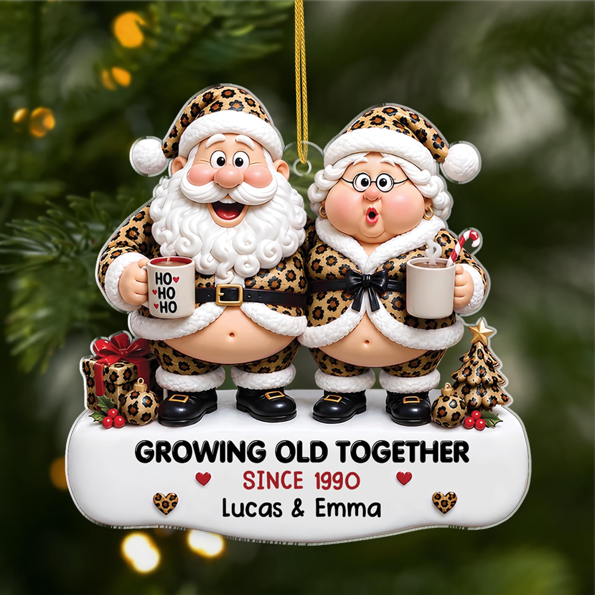 Personal Chic Personalised Acrylic Ornament - Growing Old Together - personalised christmas ornaments, growing old together ornament, personalised christmas decorations, (Model #5)