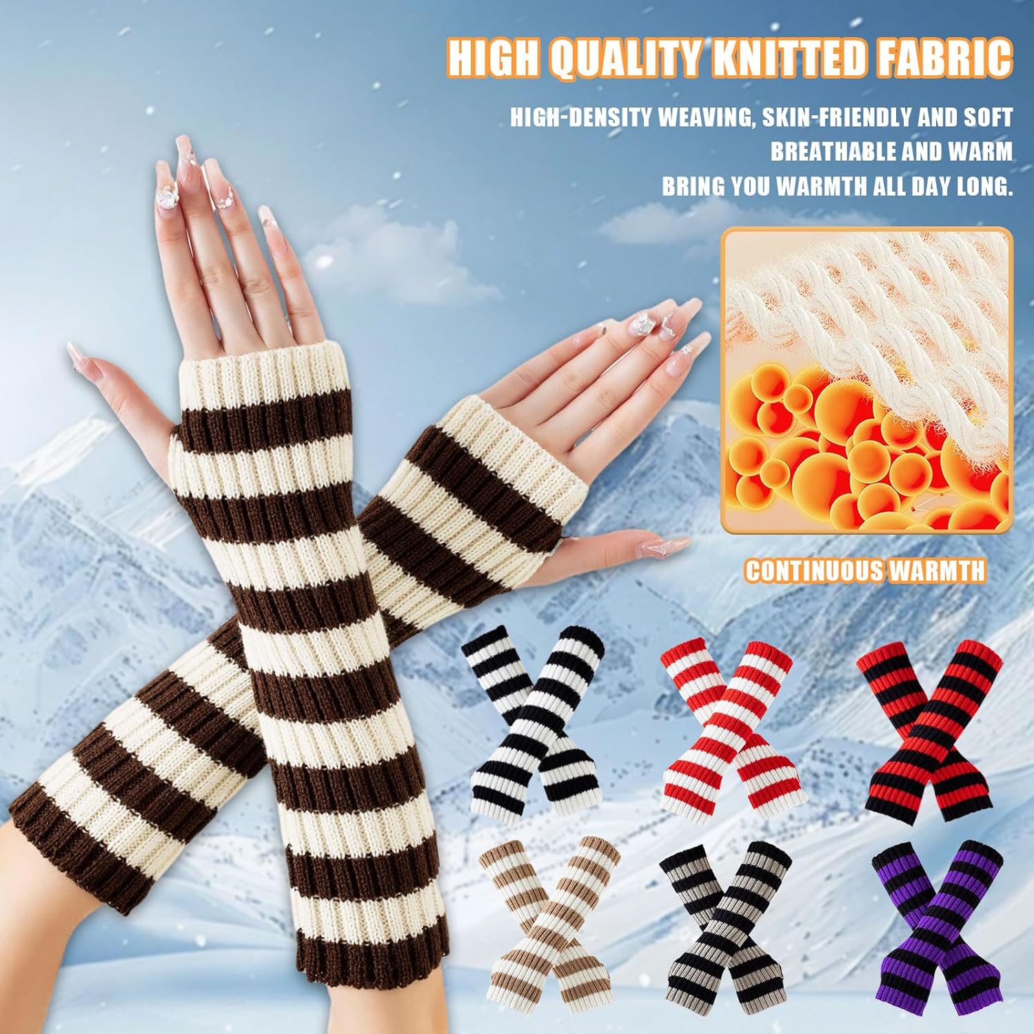 ZUYPSK 1 paar gebreide vingerloze handschoenen voor dames, armwarmers