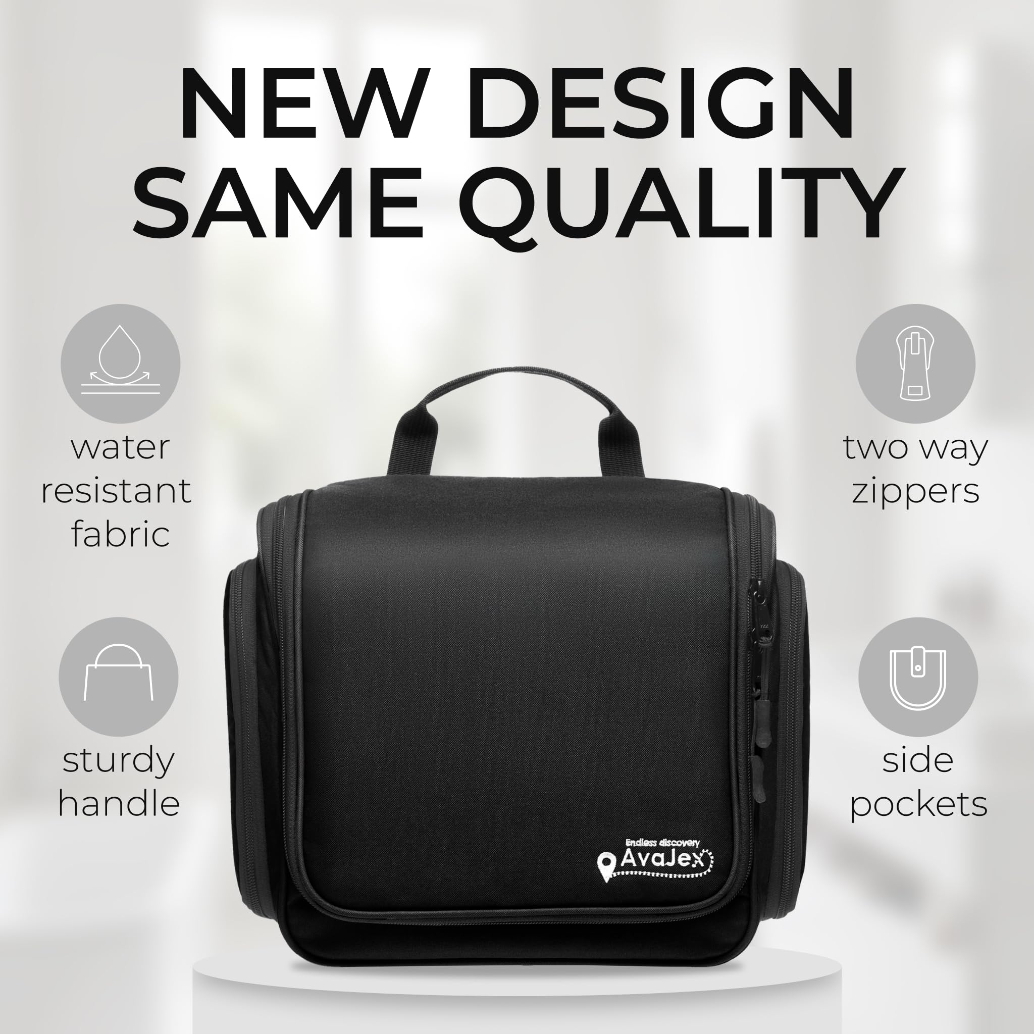 Neceser de viaje para hombres y mujeres, organizador grande de artículos de tocador colgante, bolsa de higiene impermeable con gancho giratorio de metal XXL, con cremalleras resistentes y 19