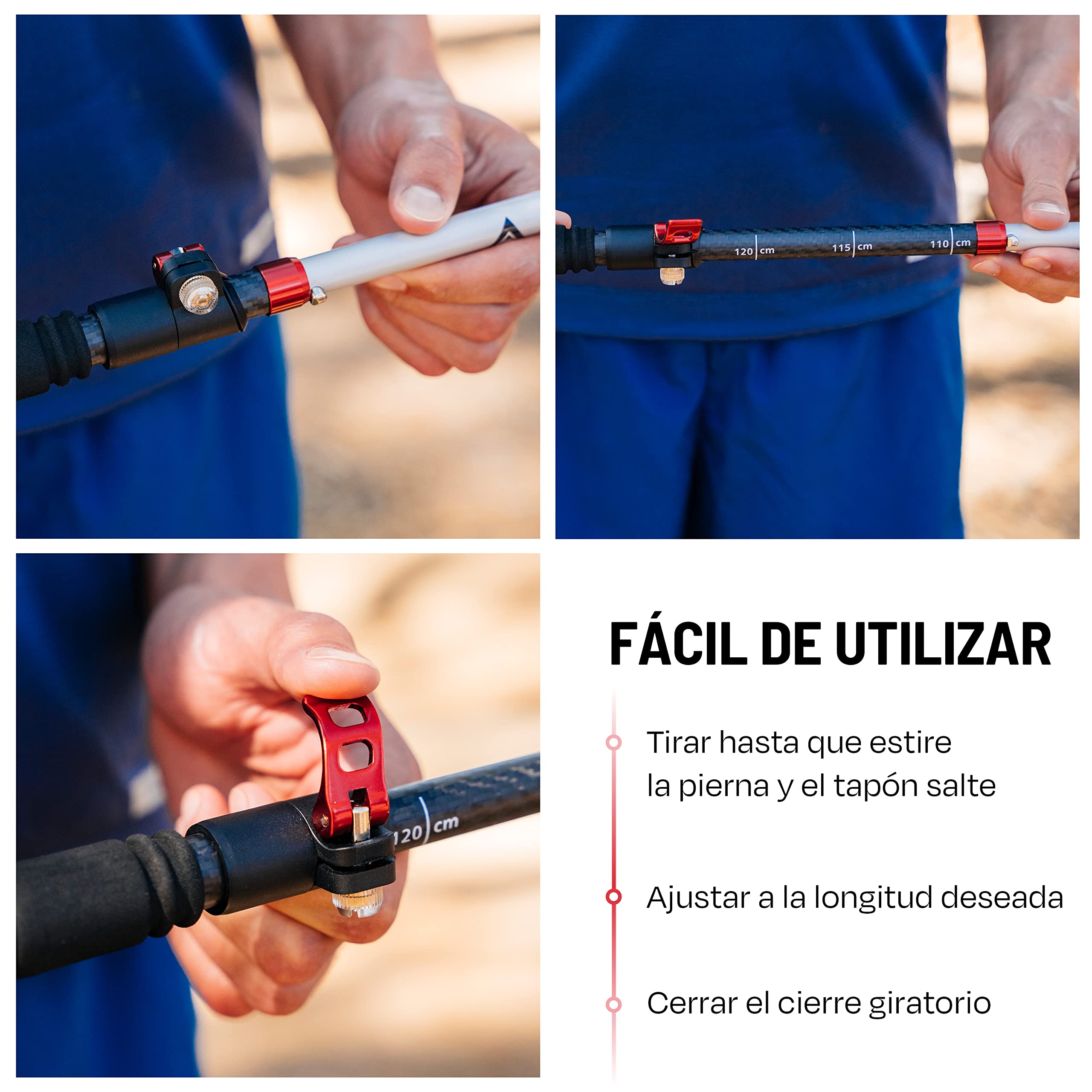 Atacama Bastones de Senderismo telescópicos, de Carbono 3K y Aluminio 7075, con Mango de Corcho, para Hombre y Mujer, Ajustables, fácilmente Extensibles