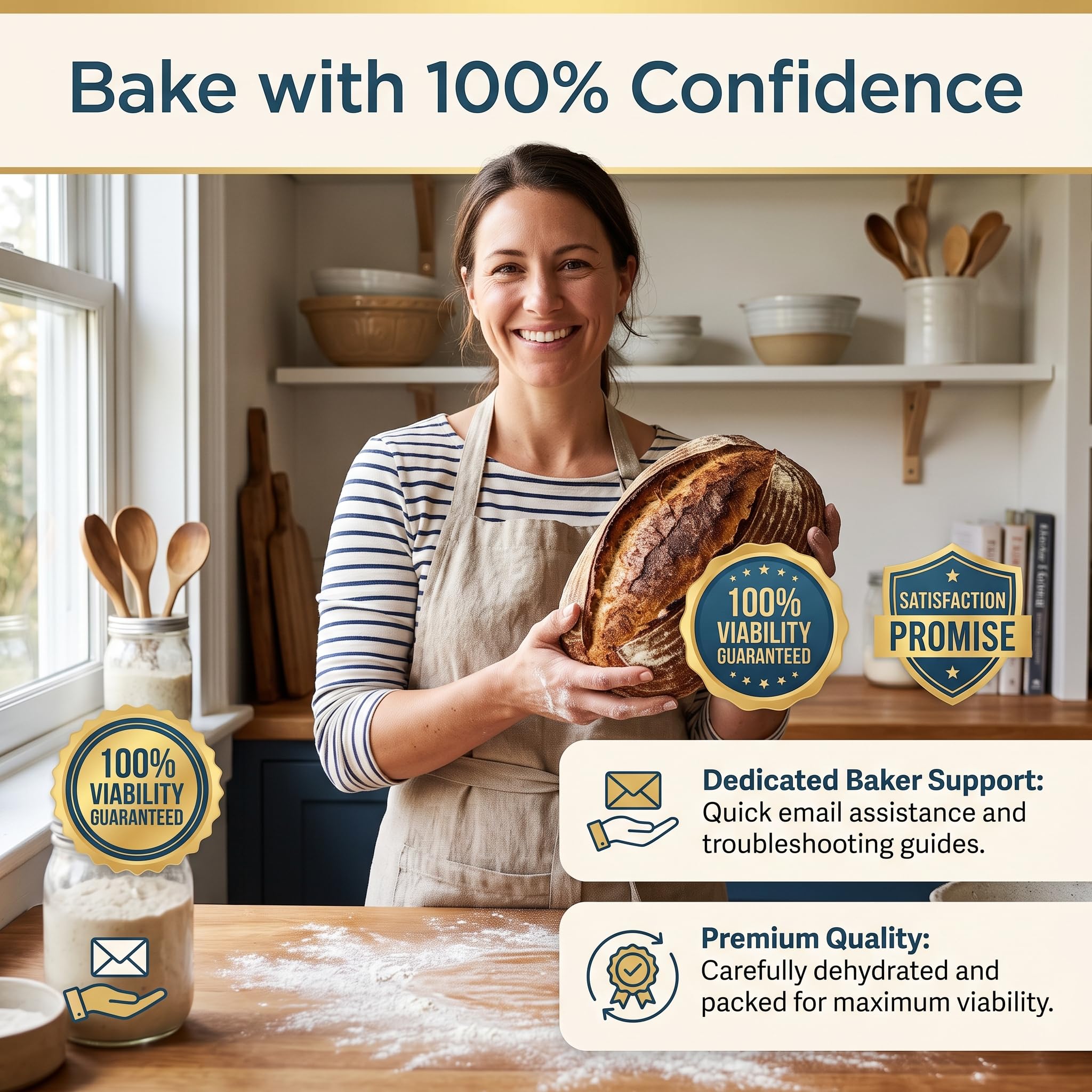 Lievitazione naturale senza glutine, per pasta acida disidratata di oltre 100 anni, per pane a lievitazione naturale, pizza, panini, pancake, muffin, facile da usare, adatto ai principianti