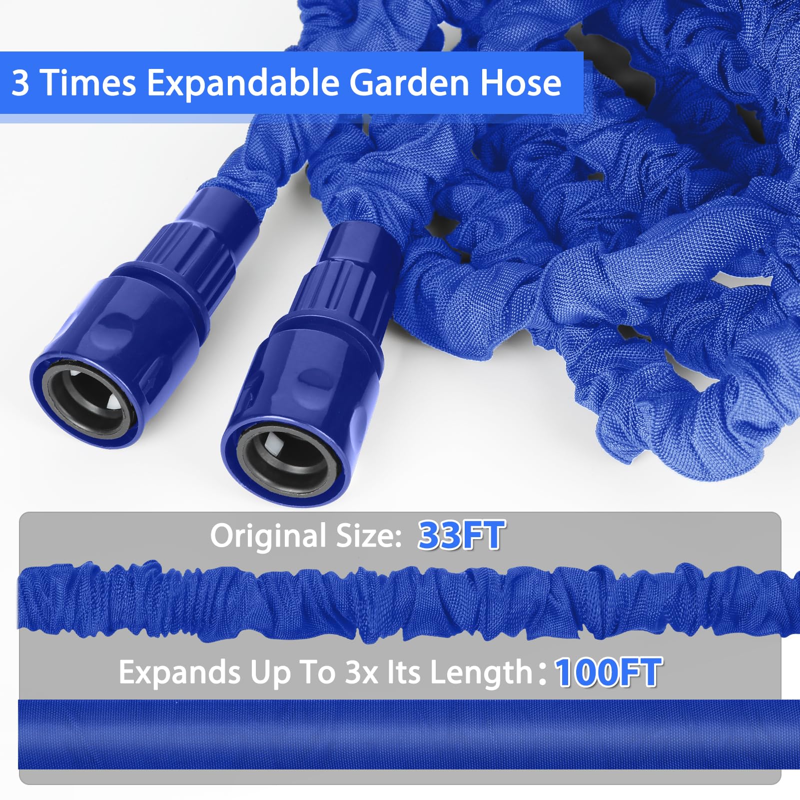 Tubo da giardino 30 m, tubo flessibile espandibile leggero, a tenuta stagna, con 8 modalità di pistola a spruzzo e connettori da 1,9 cm, 1,3 cm