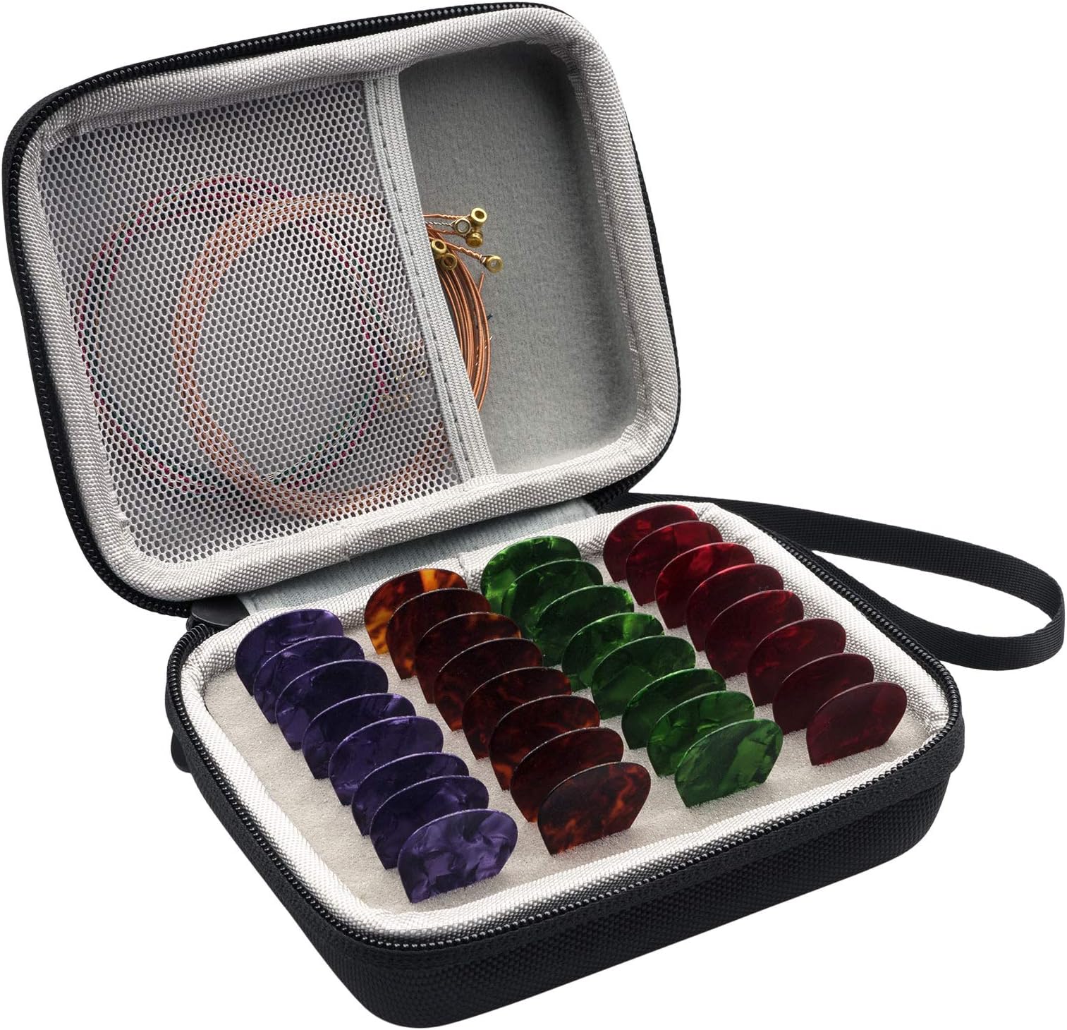 Guitar Pick Holder Case Guitar Picks Organizer Compatible for Fender/D'Addario/JIM DUNLOP/ChromaCast/Donner/Bolopick/Haneye/SUNLP MUSICAL INSTRUMENT All Size Picks Storage Pouch Box Black (Case Only)
