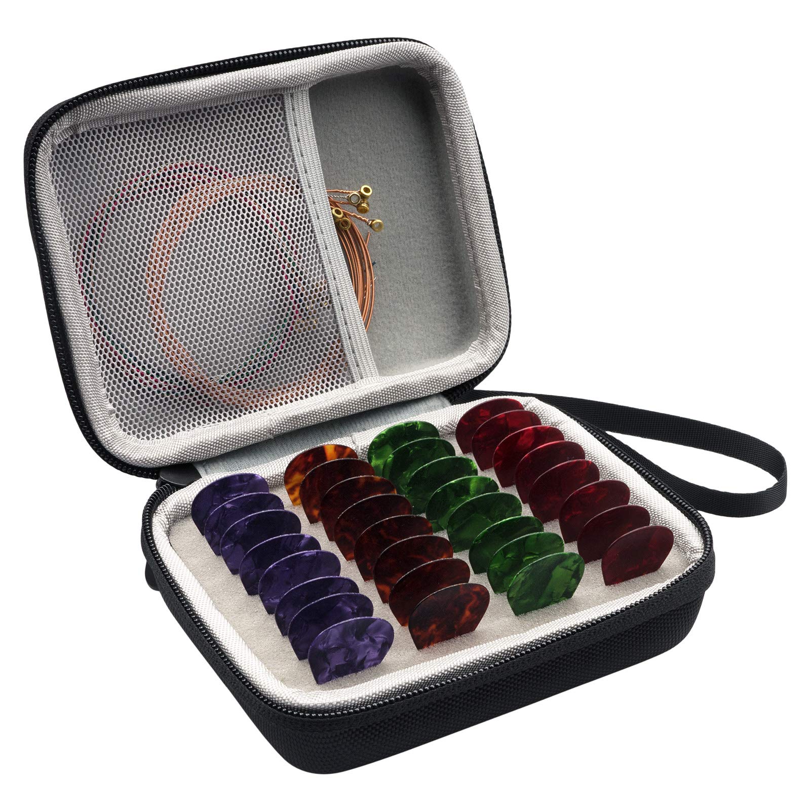 Guitar Pick Holder Case Guitar Picks Organizer Compatible for Fender/D'Addario/JIM DUNLOP/ChromaCast/Donner/Bolopick/Haneye/SUNLP MUSICAL INSTRUMENT All Size Picks Storage Pouch Box Black (Case Only)