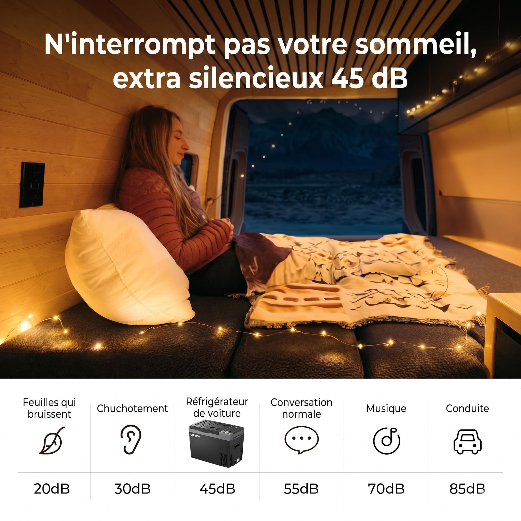 BougeRV CRPRO Glacière à Compression, Frigo Voiture 29 litres(-22℃~10℃), 12/24V DC &110-240V AC Glaciere Voiture, Frigo Compression 12v, pour voiture, camping, voyage
