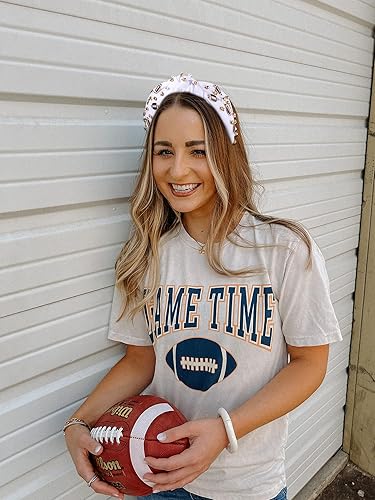 Miniatura 2 de Diadema anudada de fútbol con diamantes de imitación, diadema ancha con cuentas de fútbol, aretes colgantes para el día del juego, accesorios para