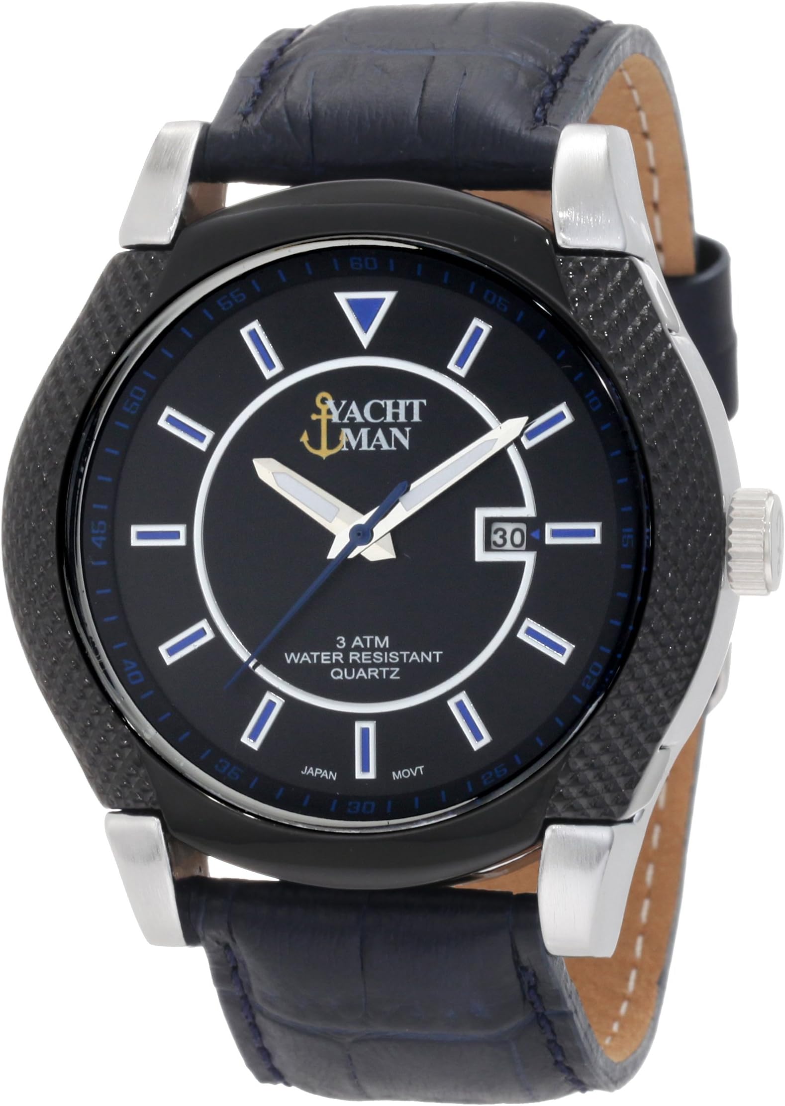 Yachtman Men's YM0267BL Brad Textured Round Case with Black Dial Watch