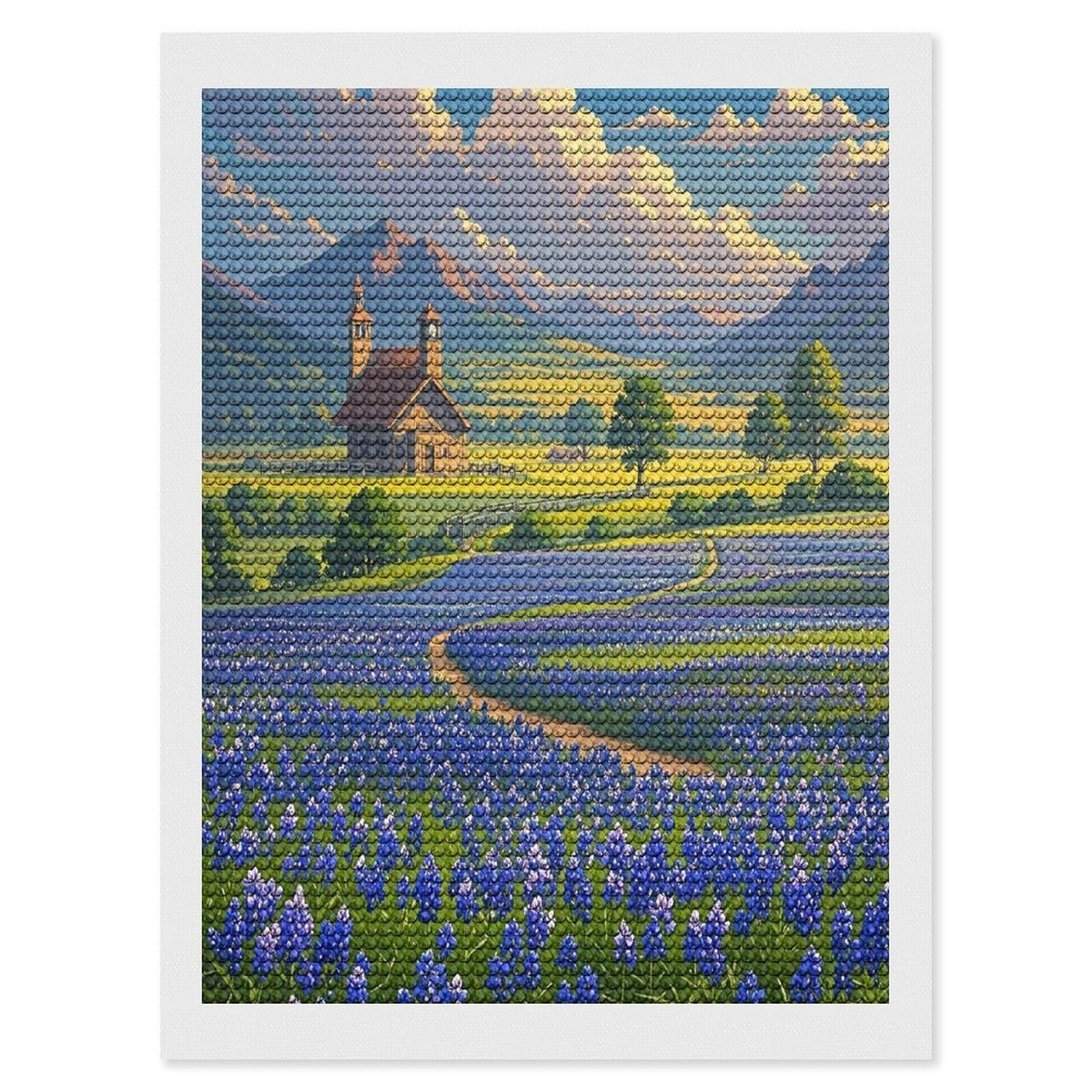 FekiLoot Texas Bluebonnets Scenery Diamond Painting Kits for Adults Round Paint with Diamonds Pictures Gem Art Painting Kits Personalized Diamond Art Full Drill for Beginners Home Wall Decor
