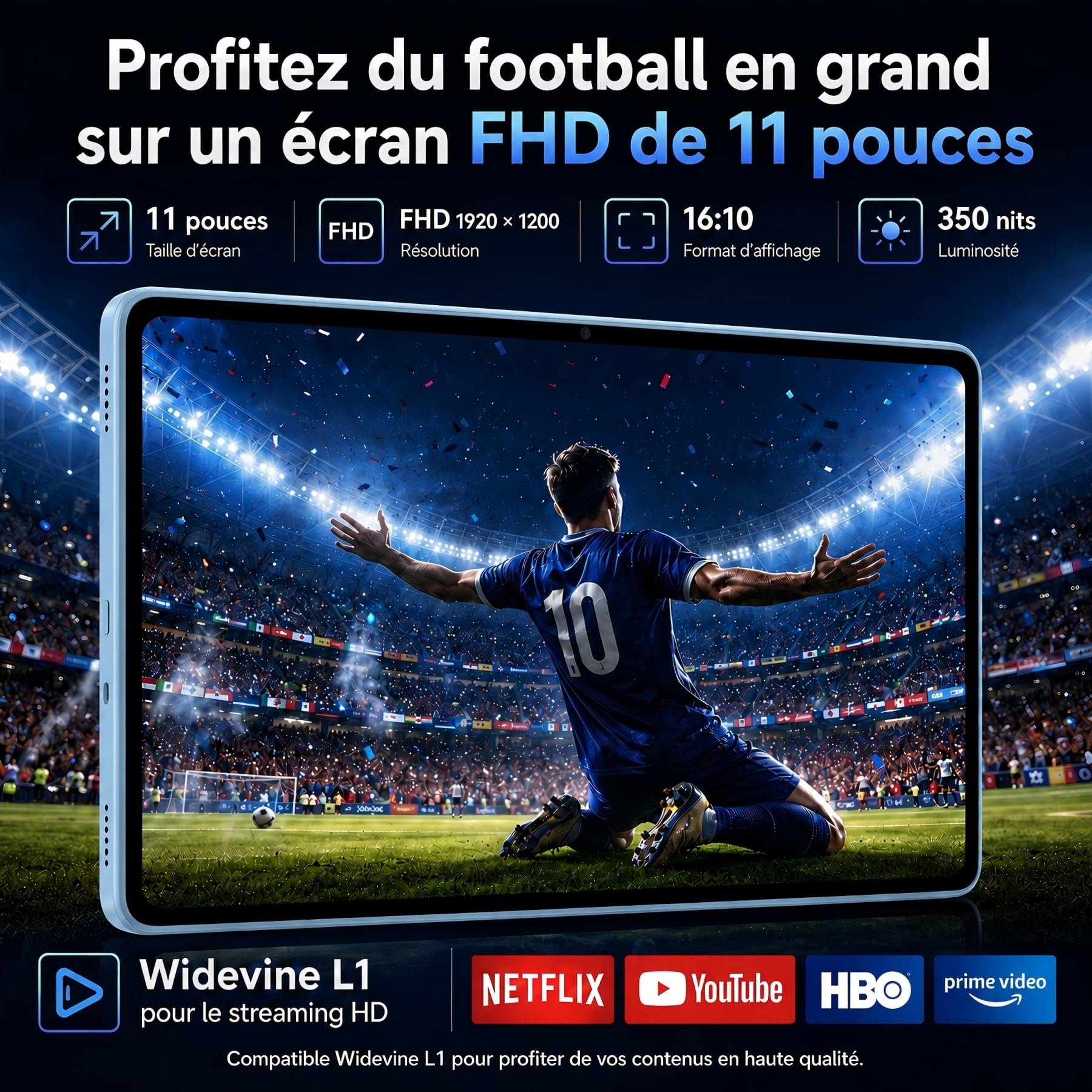 TABWEE Tablette Tactile 11" Android 16 avec Clavier pour Bureau et Études | Clavier et Souris Inclus, 24Go RAM 128Go ROM (2To TF), Écran FHD Widevine L1, Batterie 8000mAh avec Gemini AI, WiFi 5G