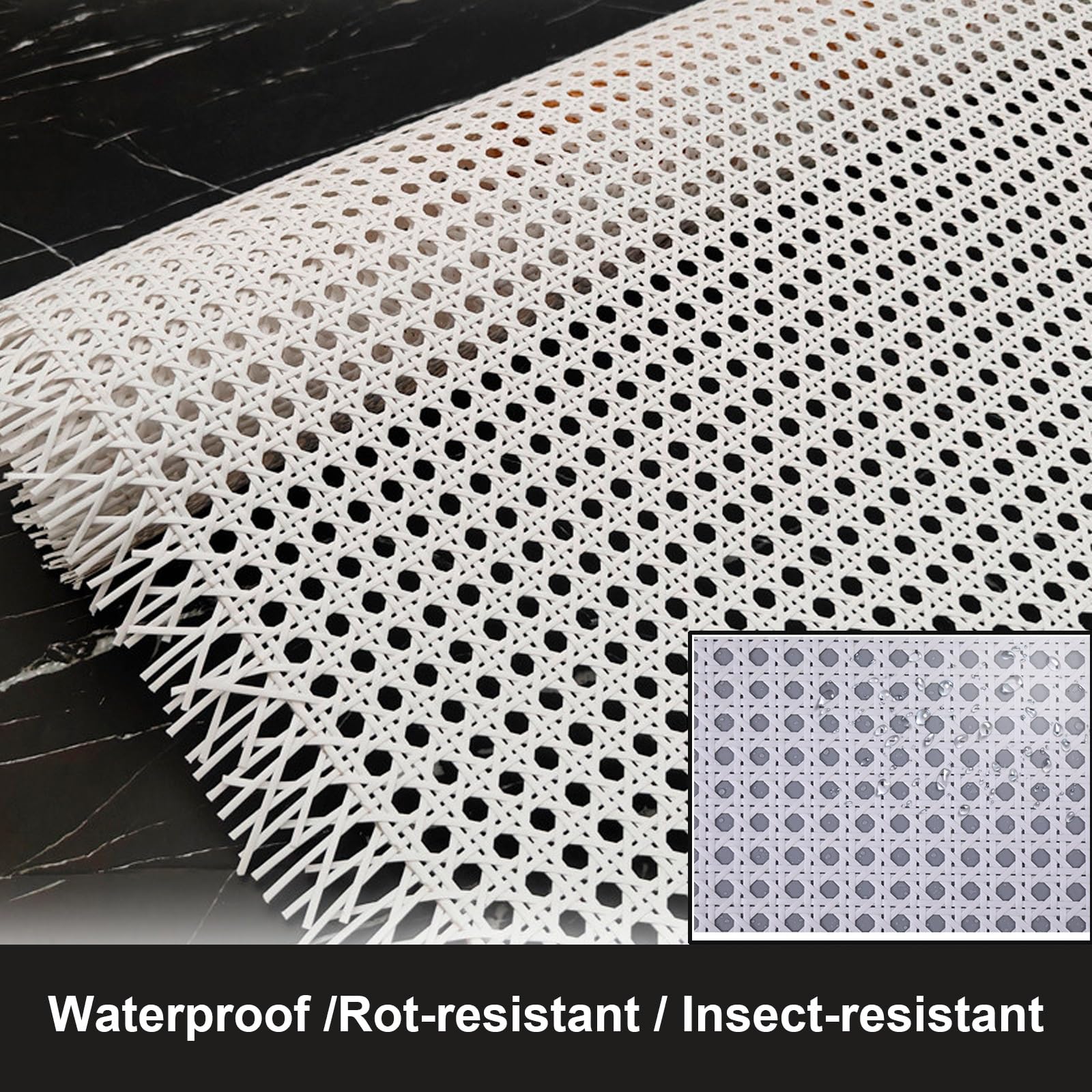 Bianco Rotolo di Fettuccia di Canna al Metro,Vienna Treccia in Plastica Rattan Impermeabile,Sintetico Aperto Tessuto Intrecciato Nastro Paglia Foglio di Vimini per Mobili Sedie(70cmx1.5m)