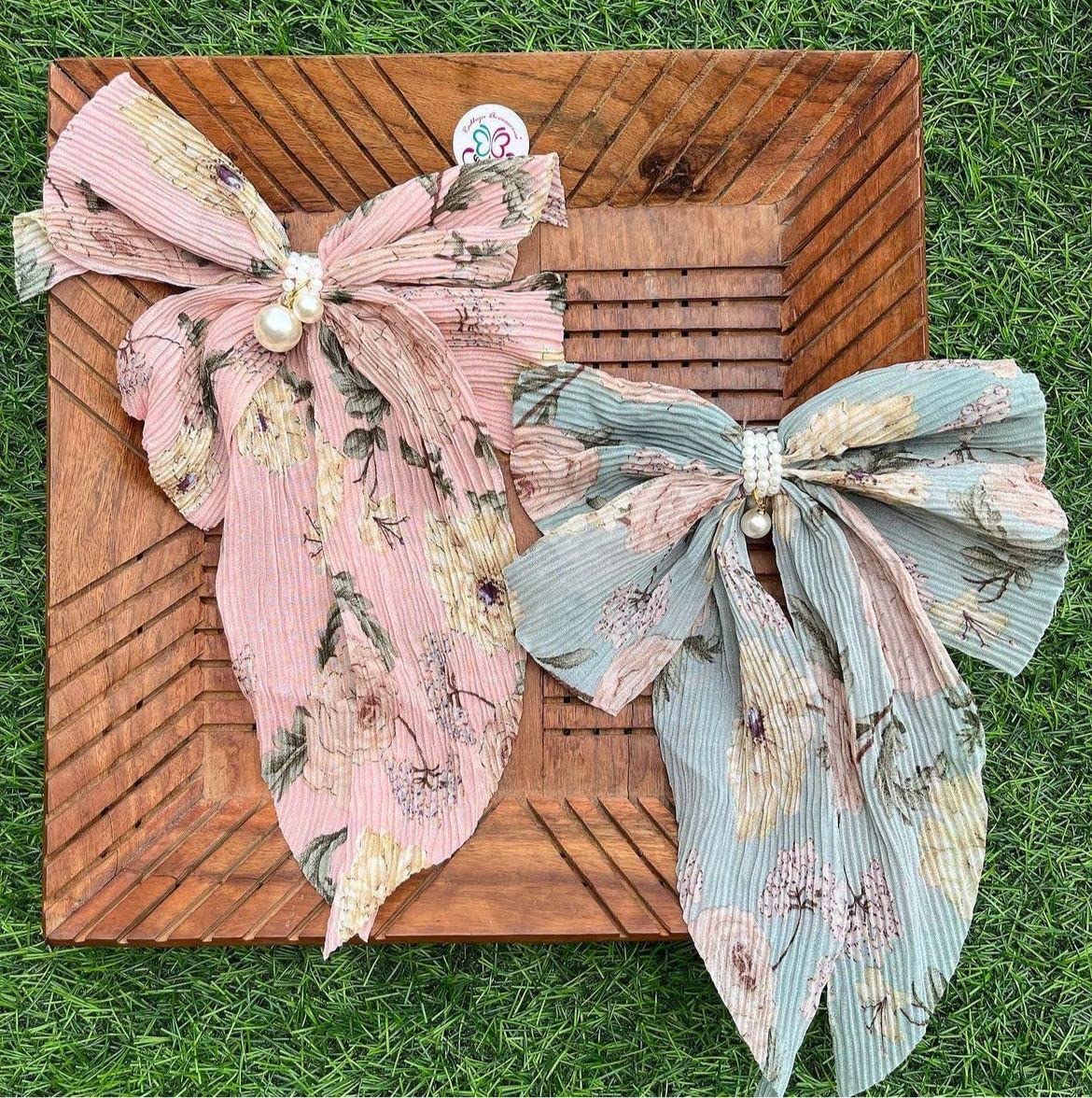 Radhya Accessories Floral Tail Barrette Bow Clips for women, girls Back Clip Fabric Bow Clip (1 pc) (pink) (B0BK4NRQS6) Amazon Price History, Amazon Price Tracker