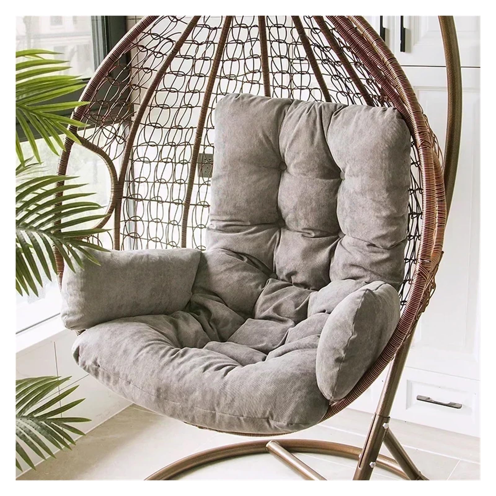 RRYPBOVG Hanging Chair Cushion Thickened Hanging Basket Cushions Hammock Chair Egg Chairs Swing Seats Cushion Backrest Pillow Cojines Decorativos(Grey)