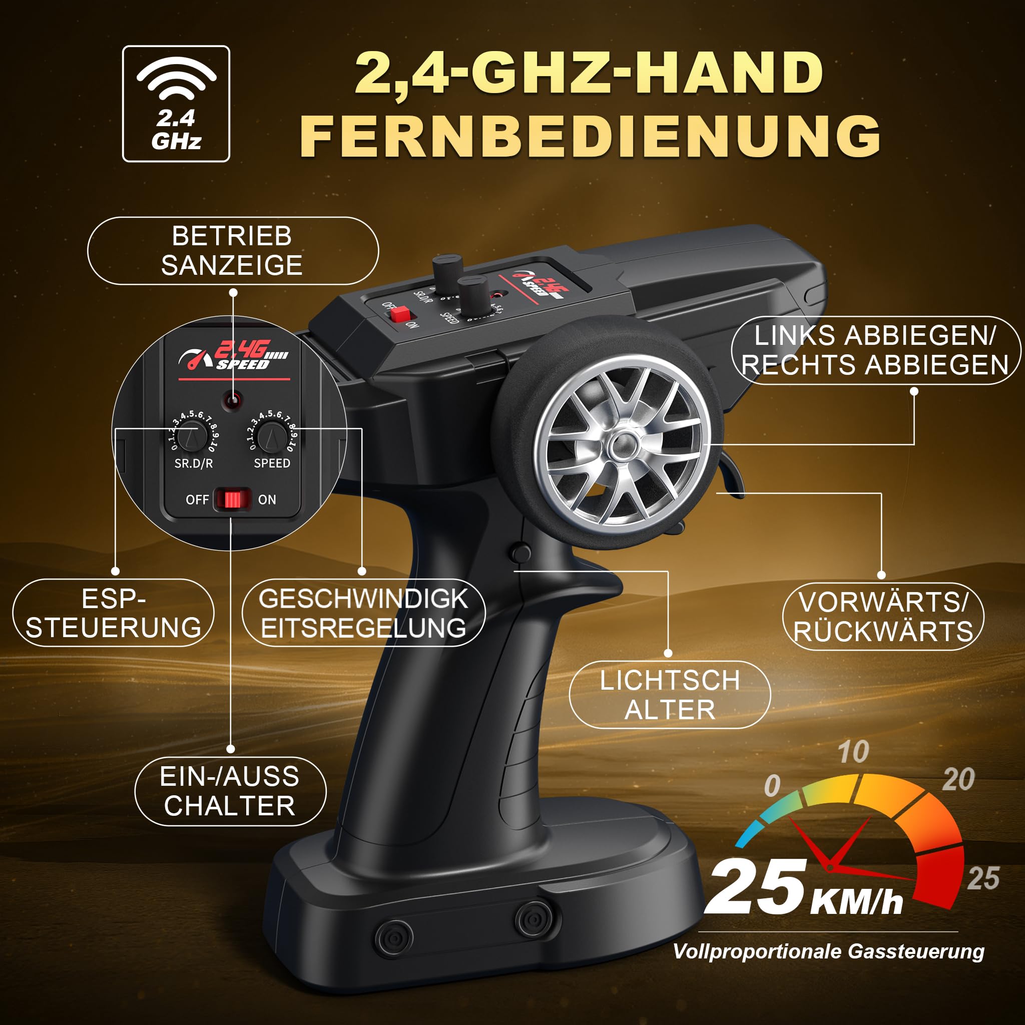 Lamborghini Ferngesteuertes Auto ab 6-12 Jahre, 1:24 RC Drift Auto 25KM/H | 4WD Vollproportionale Drosselklappe, Einstellbare Geschwindigkeit und Lenkwinkel, Spielzeug Geschenke Jungen 6 7 8 9 10 11 12