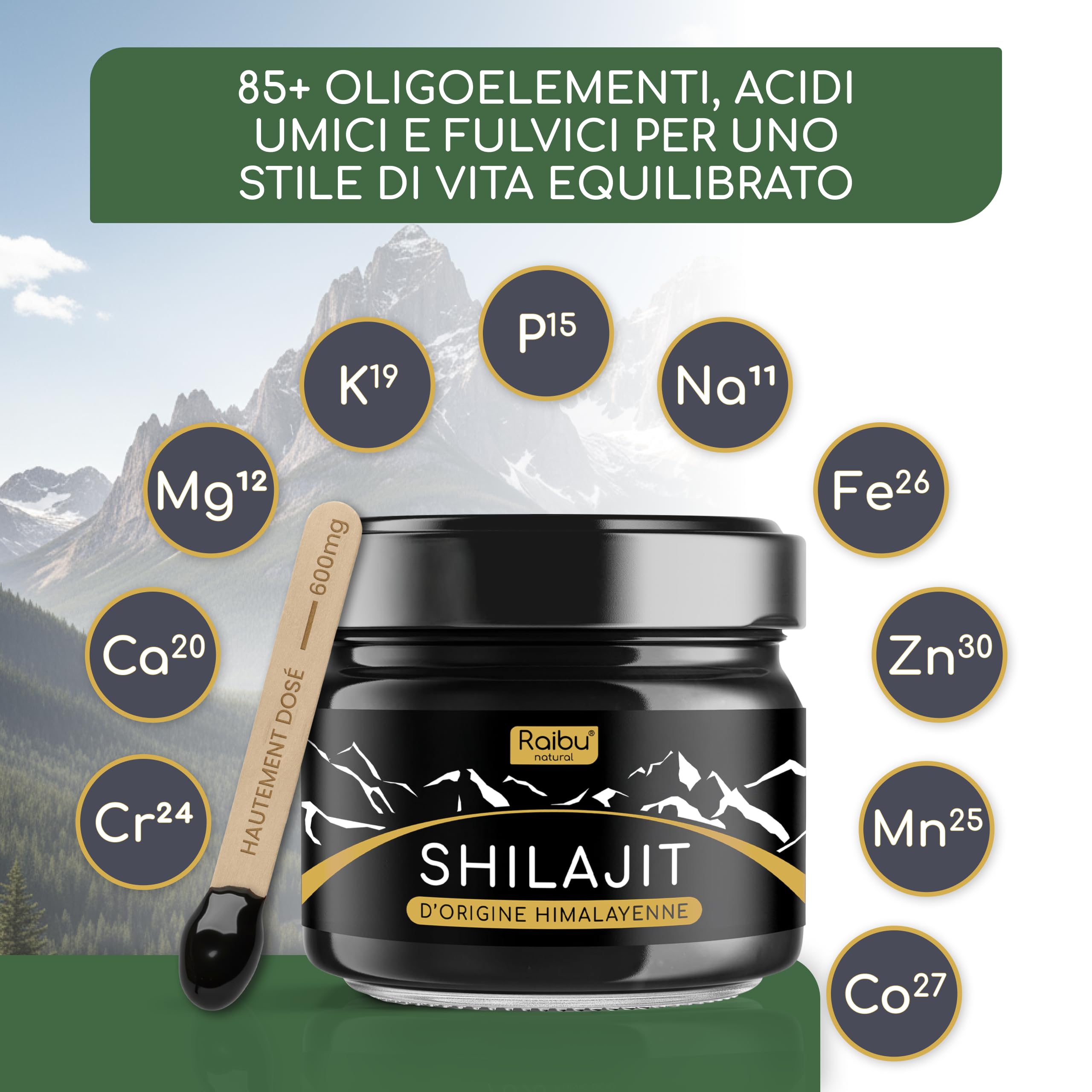 Shilajit Pure, Résine de Shilajit Himalaya - Natural, Riche en Acide Fulvique et Minéraux - Sans Additifs et Testé en Laboratoire - Authentique et Naturel 30g - Spatule Incluse
