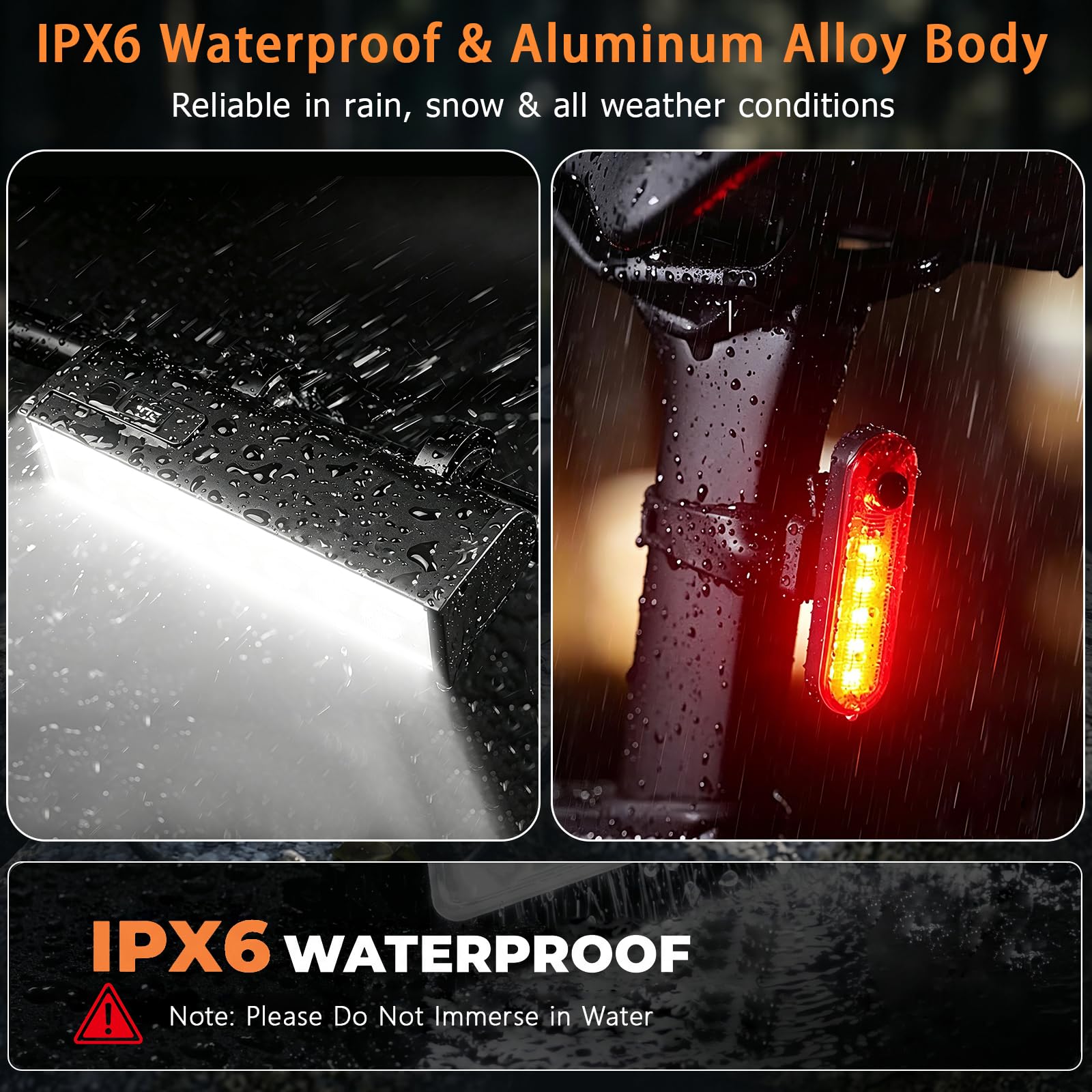 15 luces LED de 2400 lúmenes, recargable por USB, 4800 mAh, luces de bicicleta para conducción nocturna, 150° de haz ancho, 4+4 modos de iluminación, IPX6, barra de luz impermeable para