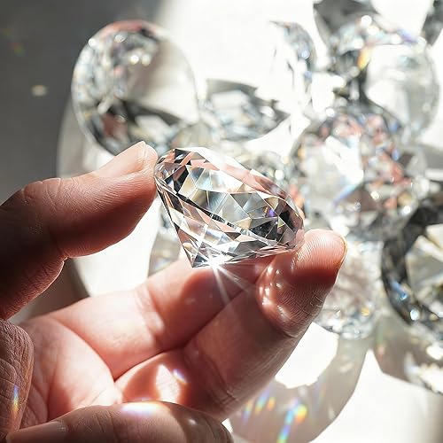 Miniatura 3 de Paquete de 6 joyas de cristal transparente con diamantes para decoración del hogar, decoración de mesa de boda, pisapapeles de vidrio de 1.969 in (2