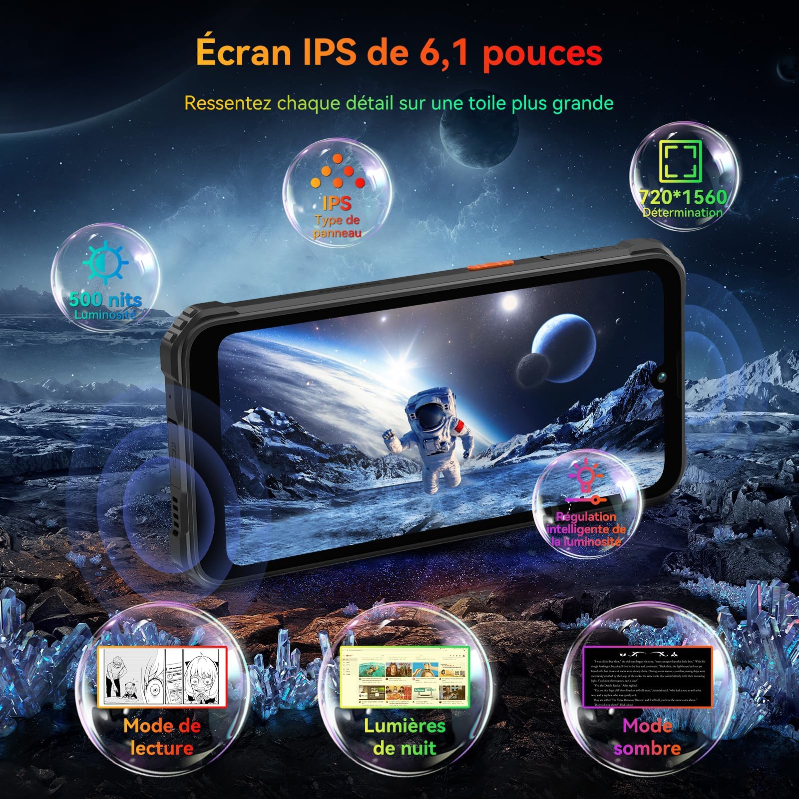 Blackview BV5300Plus Téléphone Portable Incassable, 6580mAh Telephone Portable Écran 6.1" HD+, 128Go ROM/TF 2To, Double SIM 4G, Caméra 13MP Smartphone Incassable NFC/IP69K/Face ID/GPS/OTG