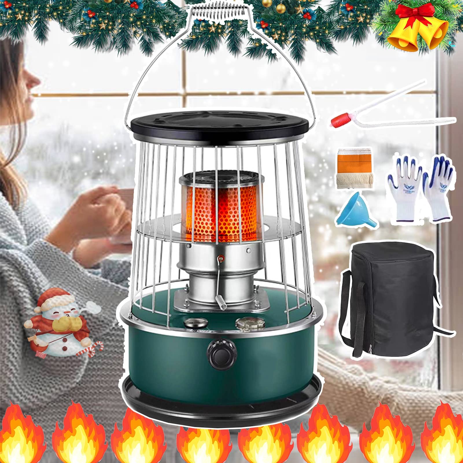 Chauffage au Pétrole sans électricité,Efficace Poêle À Pétrole,Mobile à Pétrole Poêle,Cuisinière et chauffage 2 en 1 6L sûrs, sans odeur, sans électricité, avec sac de rangement