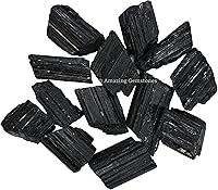 Vista 9 de Amazing Gemstone Black Tourmaline Crystals Rough Stone in Bulk, 1/2lb Large Pieces Turmalina Negra Piedra Originales, Large Black Tourmaline Crystal
