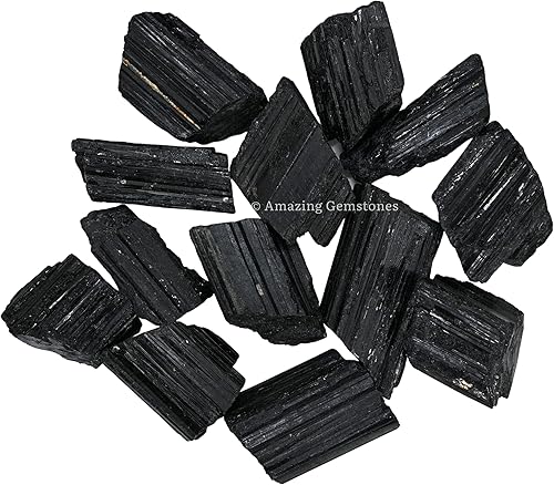 Miniatura 9 de Amazing Gemstone Black Tourmaline Crystals Rough Stone in Bulk, 12lb Large Pieces Turmalina Negra Piedra Originales, Large Black Tourmaline Crystal