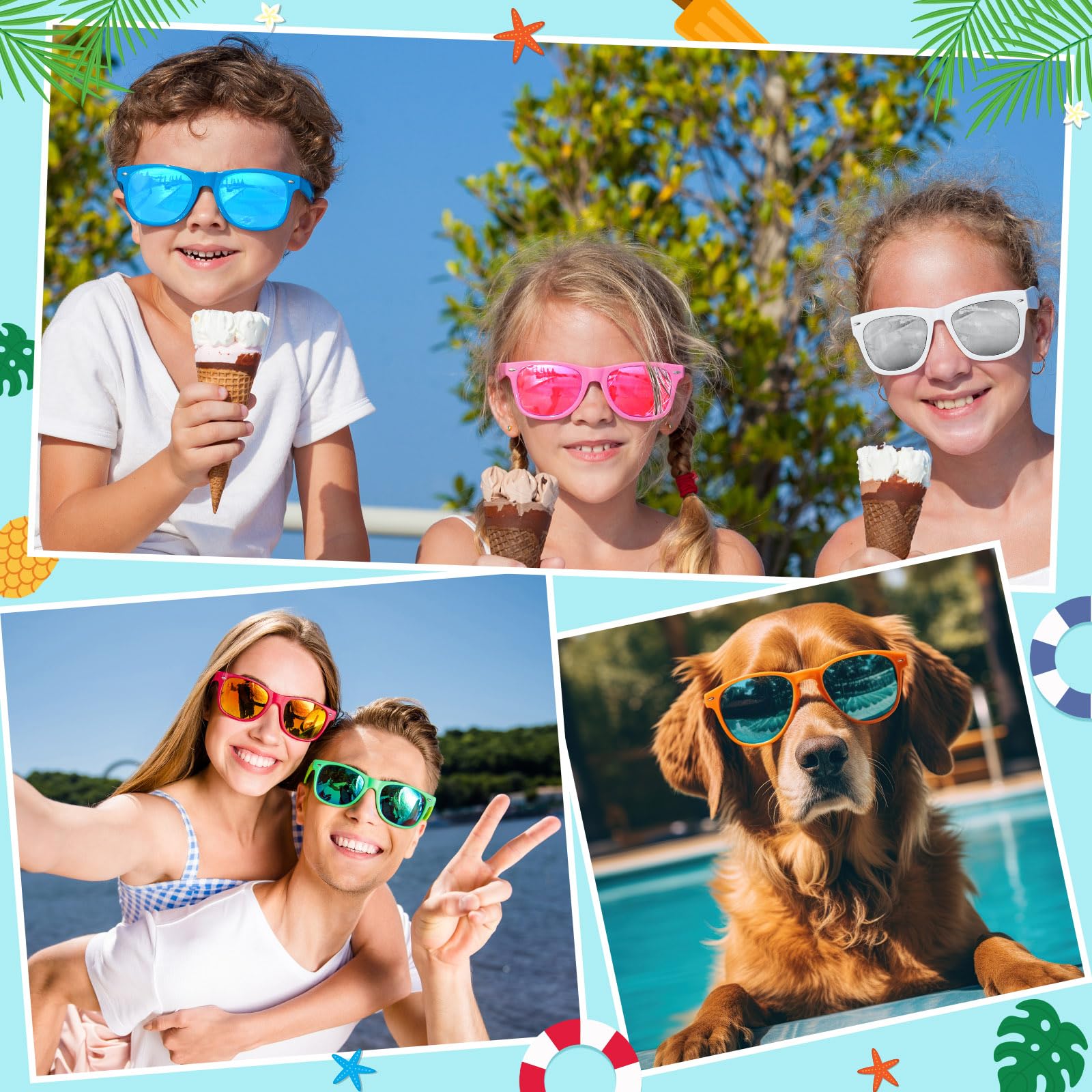 Lot de 12 lunettes de soleil fluo avec verres colorés en vrac pour anniversaire, plage, piscine, fête, 12 couleurs vives