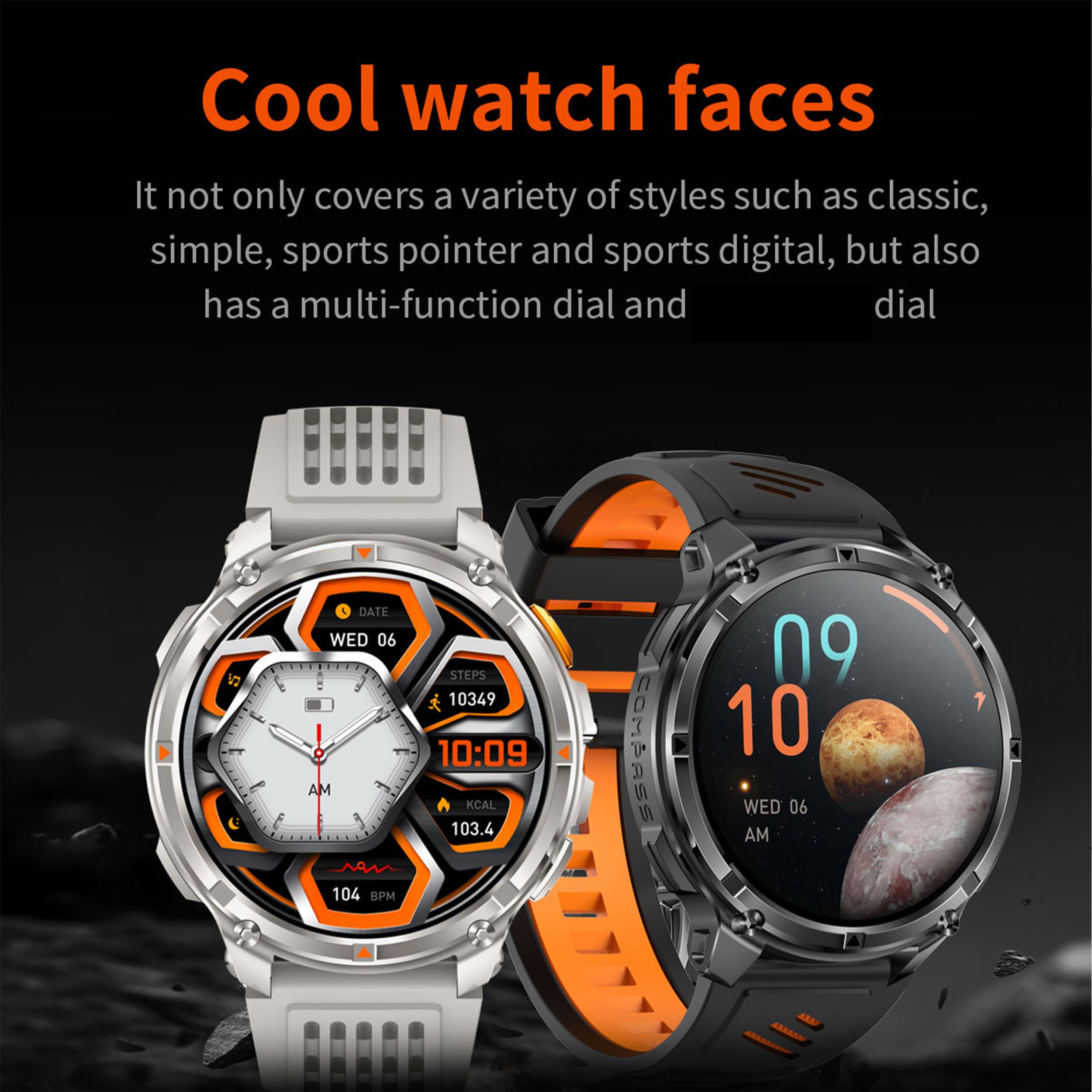 Reloj Inteligente Hombre con Llamadas, 1,7 Pulgada Smartwatc Hombre Deportivo con Podometro Pulsometro SpO2 Sueño Presion Arterial Actividad IP68 Reloj Digital para iOS Android (Plateado)