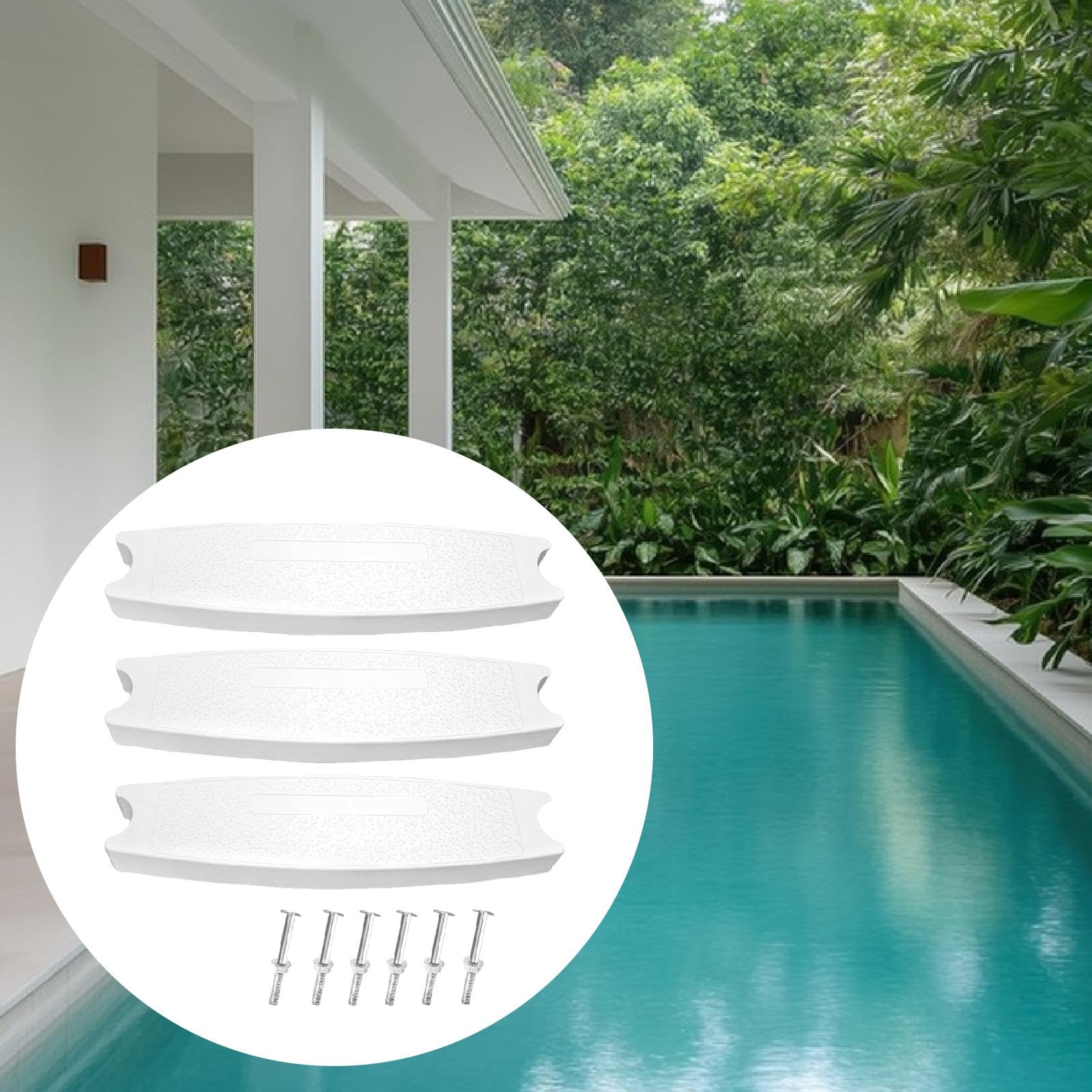 3X Marches d'échelle de Piscine, Marches pour Échelle Piscine avec 6 Vis, Barreaux Universels, Marchepied Remplacement pour échelle, Stables Antidérapants, Résistants et Fiables pour Piscine