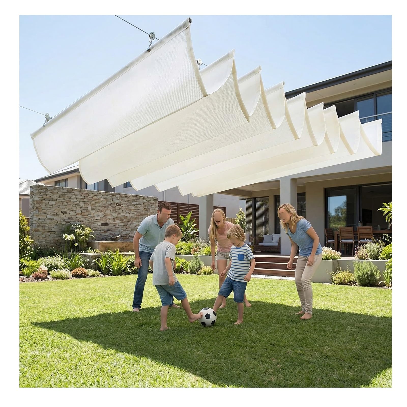 Voile d'ombrage rétractable sur Mesure pour pergola