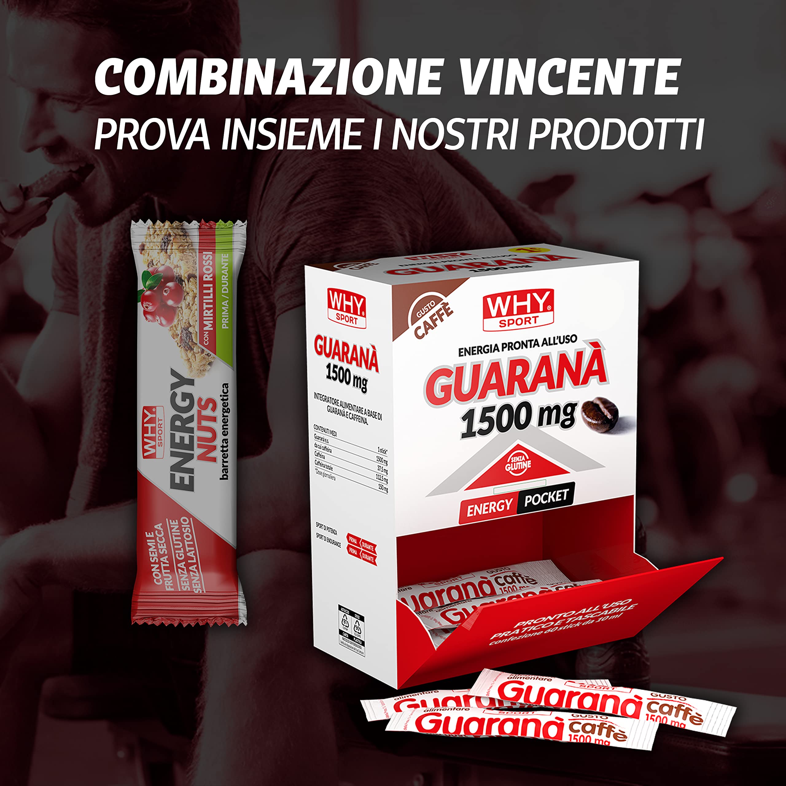 WHY SPORT ENERGY NUTS - Barrette Energetiche ad Alto Contenuto di Fibre - Gusto Mirtilli Rossi - Box da 30 Barrette - 35 gr