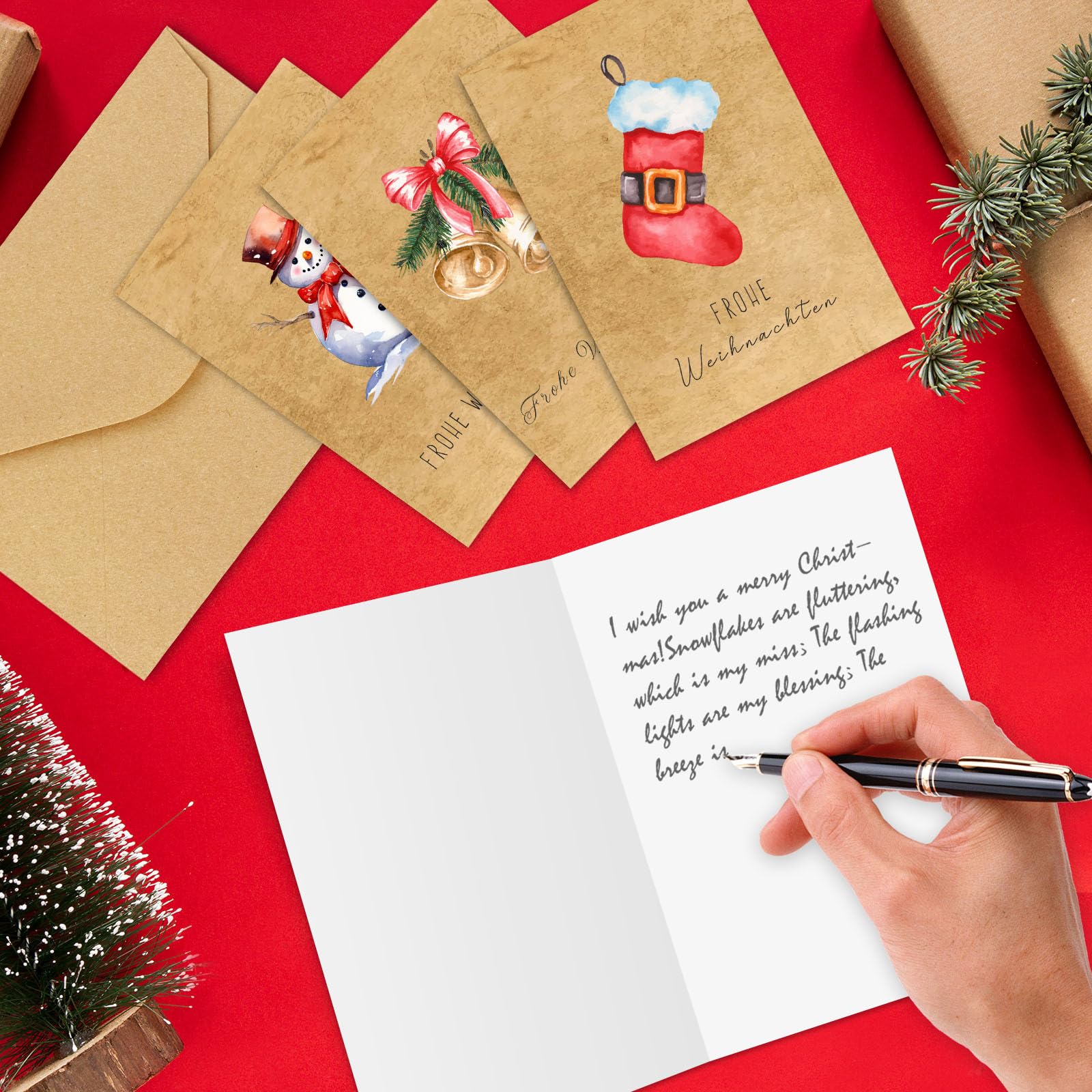 Shining She 18 Cartoline Di Natale Con Busta, Carte Piegate A6 Set Di Cartoline Di Natale Biglietti Di Auguri Felice Natale Acquarello Animali Della Foresta Cartoline Cervo Volpe Coniglio Gufo