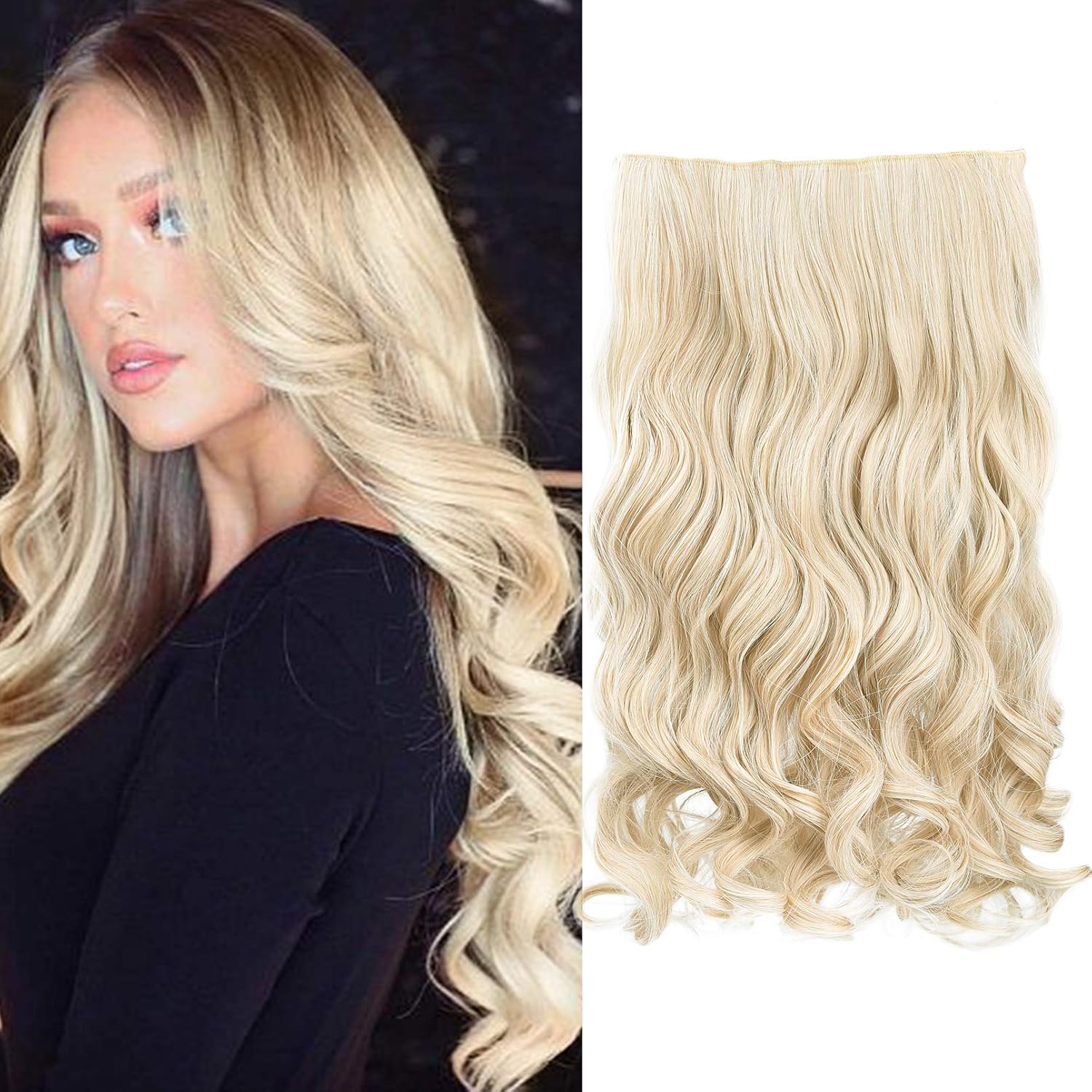 REECHO 20" 1Pack 3/4 Full Head Curly Wave Clips in on