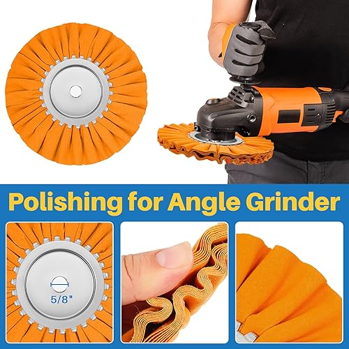 Miniatura 5 de Tallew Kit de 7 ruedas de pulido de 8 pulgadas de diámetro de 58 pulgadas en orificio de árbol, rueda de pulido de metal de aluminio y compuesto de