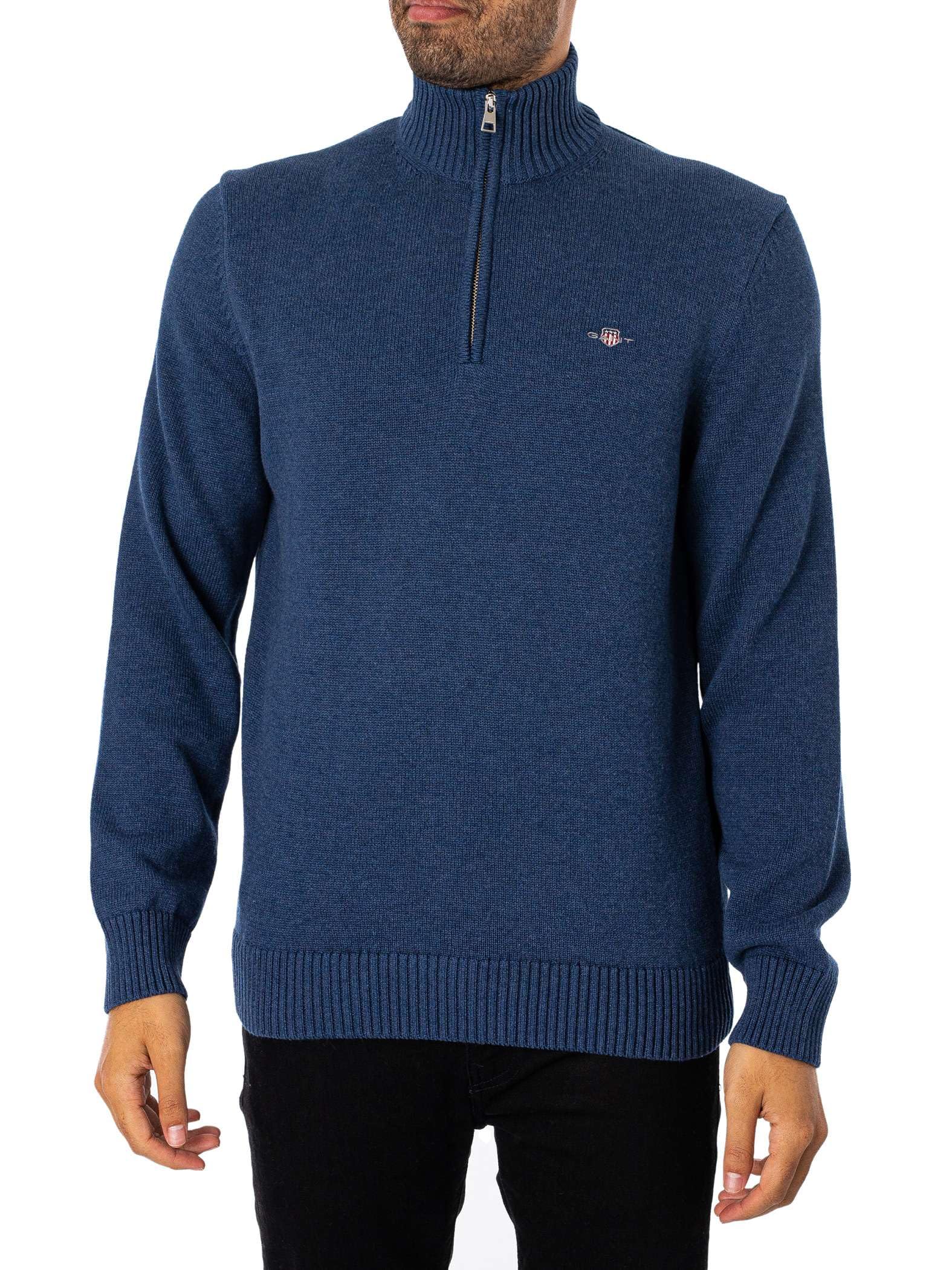 Gant Men's Blue Casual Cotton Half-Zip in Size M, Sports Direct