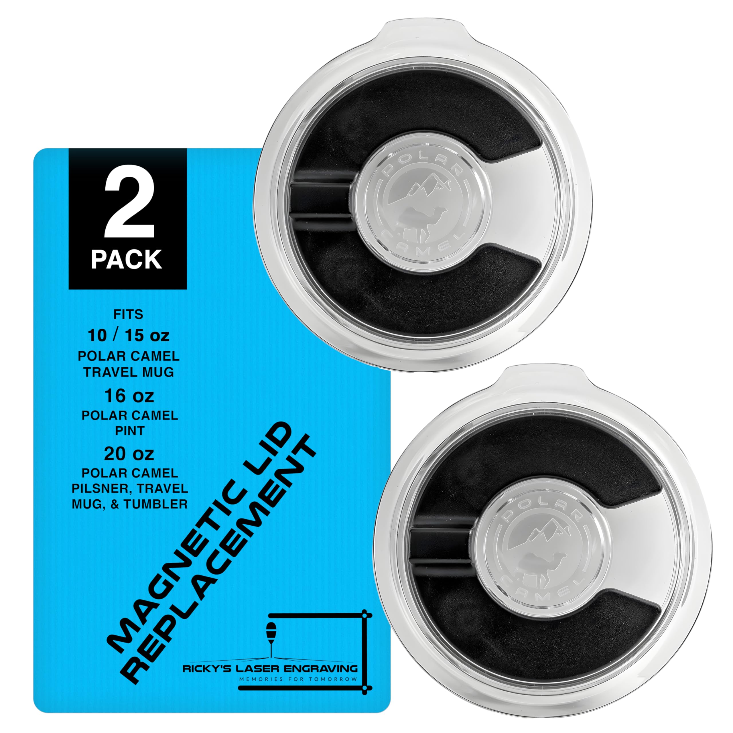 Polar Camel Tumbler Lid Replacement - Magnetic Lid Replacement (2-Pack), For 10oz and 15oz Mug, 16 oz Pint and 20 oz Pilsners Tumblers, Fits Polar Camel Tumblers and Travel Mug