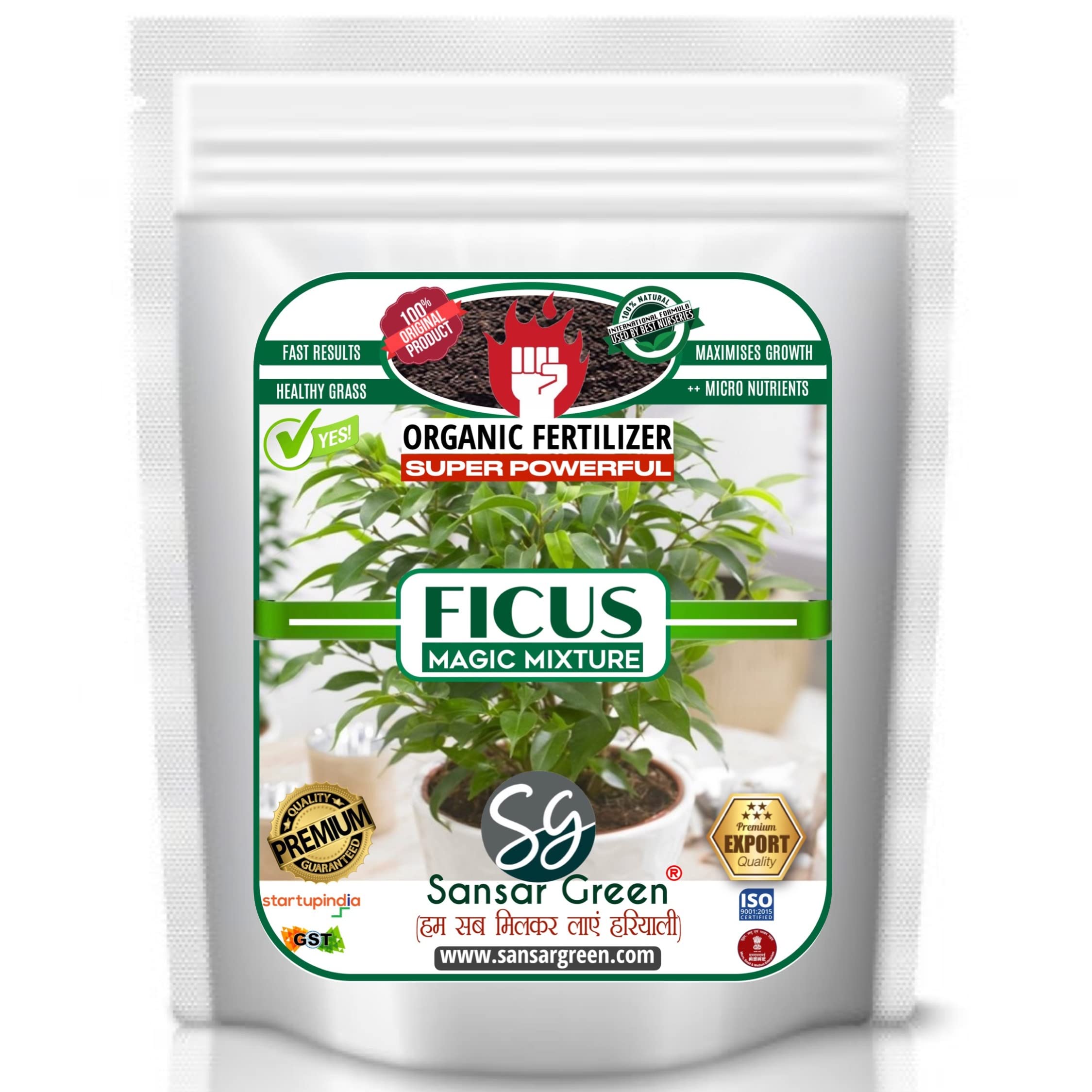 Sansar Green® Ficus Magic Mixture, Essential Super Powerful Organic Fertilizer for Ficus Plants with ++ Growth Booster and Active Micro Organism (200 gm)