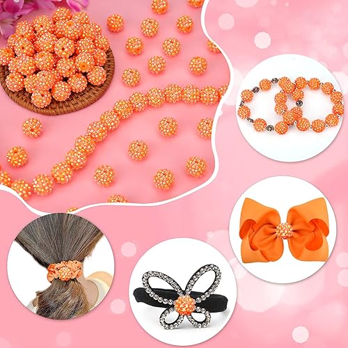 Miniatura 5 de 50 cuentas redondas de resina con diamantes de imitación de 0.631 pulgadas de grosor, cuentas redondas de bola de discoteca, cuentas de chicle, para