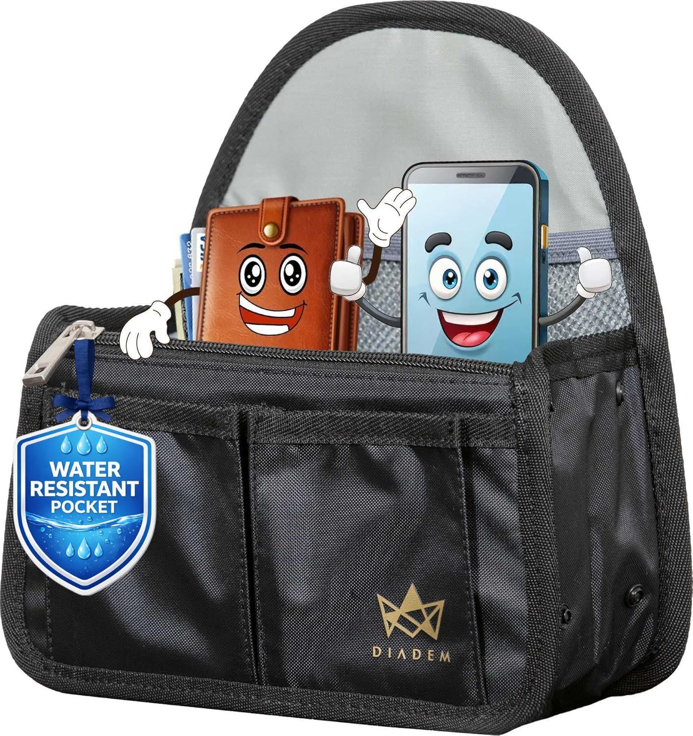 Diadem Mini Backpack Organizer Insert – Perfect Fit for Your Favorite Mini Backpacks – Bag Organizer For Backpack – Fits in Shoulder Bags, Travel Bags, Handbags, and Purses – 10 Pockets