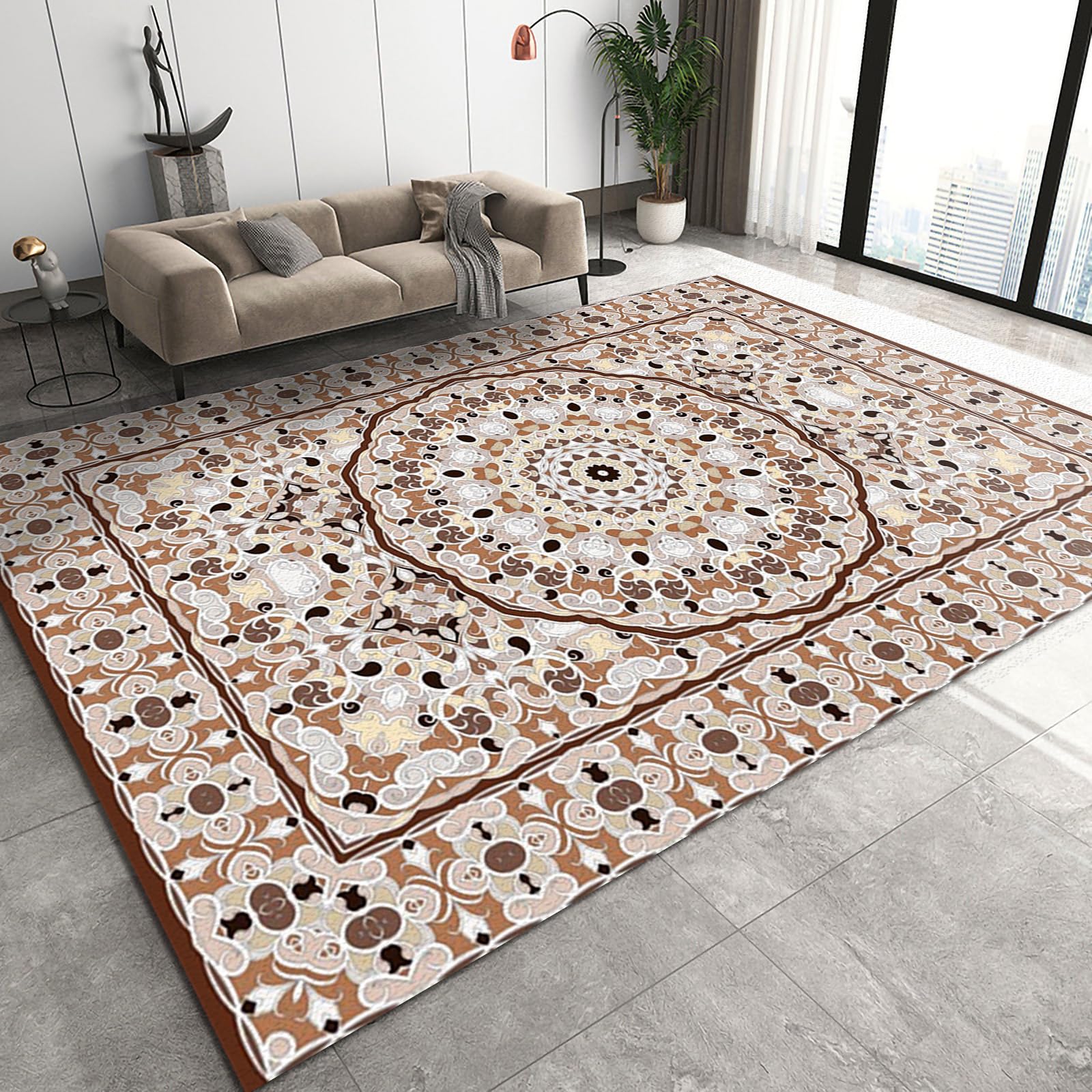 Tapis coloré ethnique ultra doux pour salon et chambre