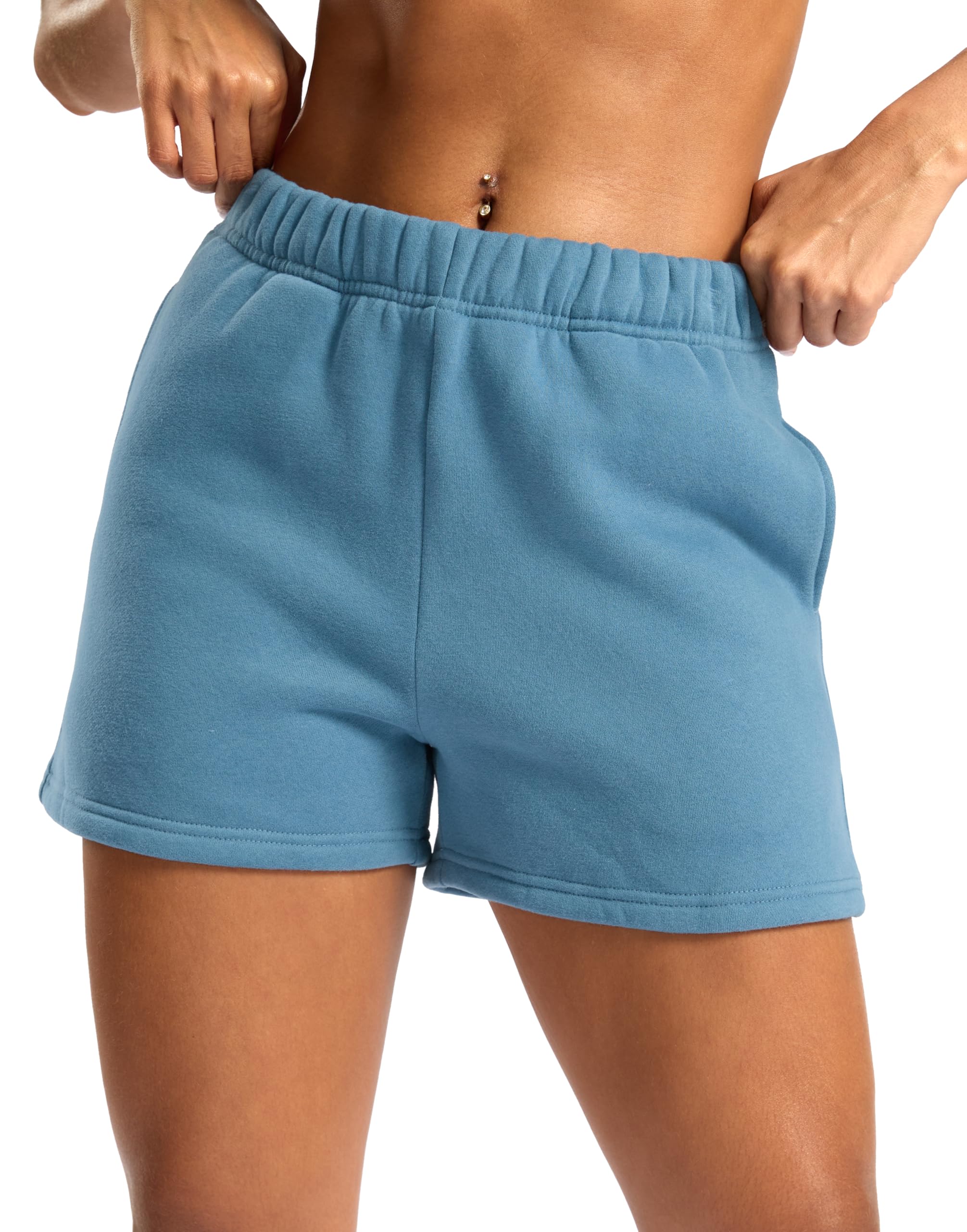 Soothfeel Women's Sweat Shorts with Pockets High Waisted Comfy Athletic Lounge Cotton Shorts for Women Casual Summer