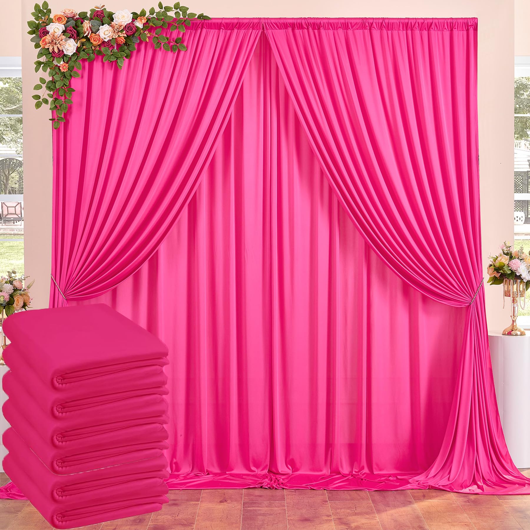 10ft x 10ft Wrinkle Free Black Backdrop Curtains for Parties, 2 Panels 5ftx10ft Polyester Photo Backdrop Drapes for Wedding Birthday Graduation Photography Background — view 115