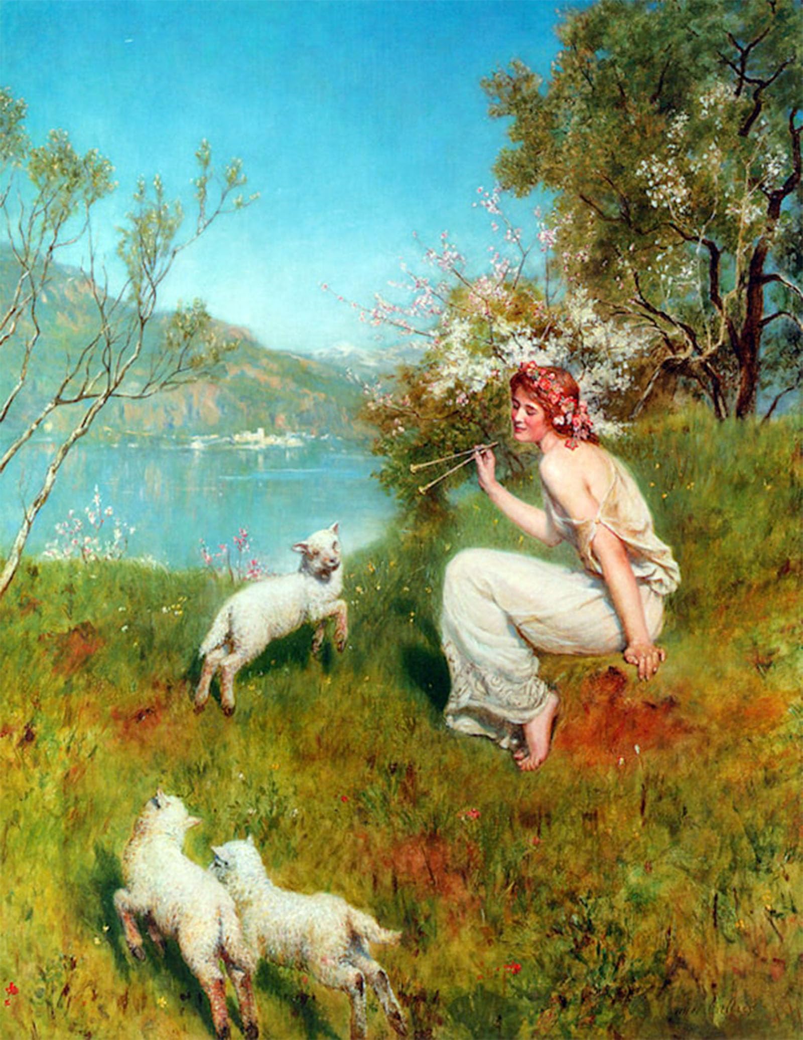 SERENDIPITP Vintage Wall Art Canvas Nordic Poster Canvas Print Picture Spring by John Collier Wall Art Poster for Home Decor 60x90cm