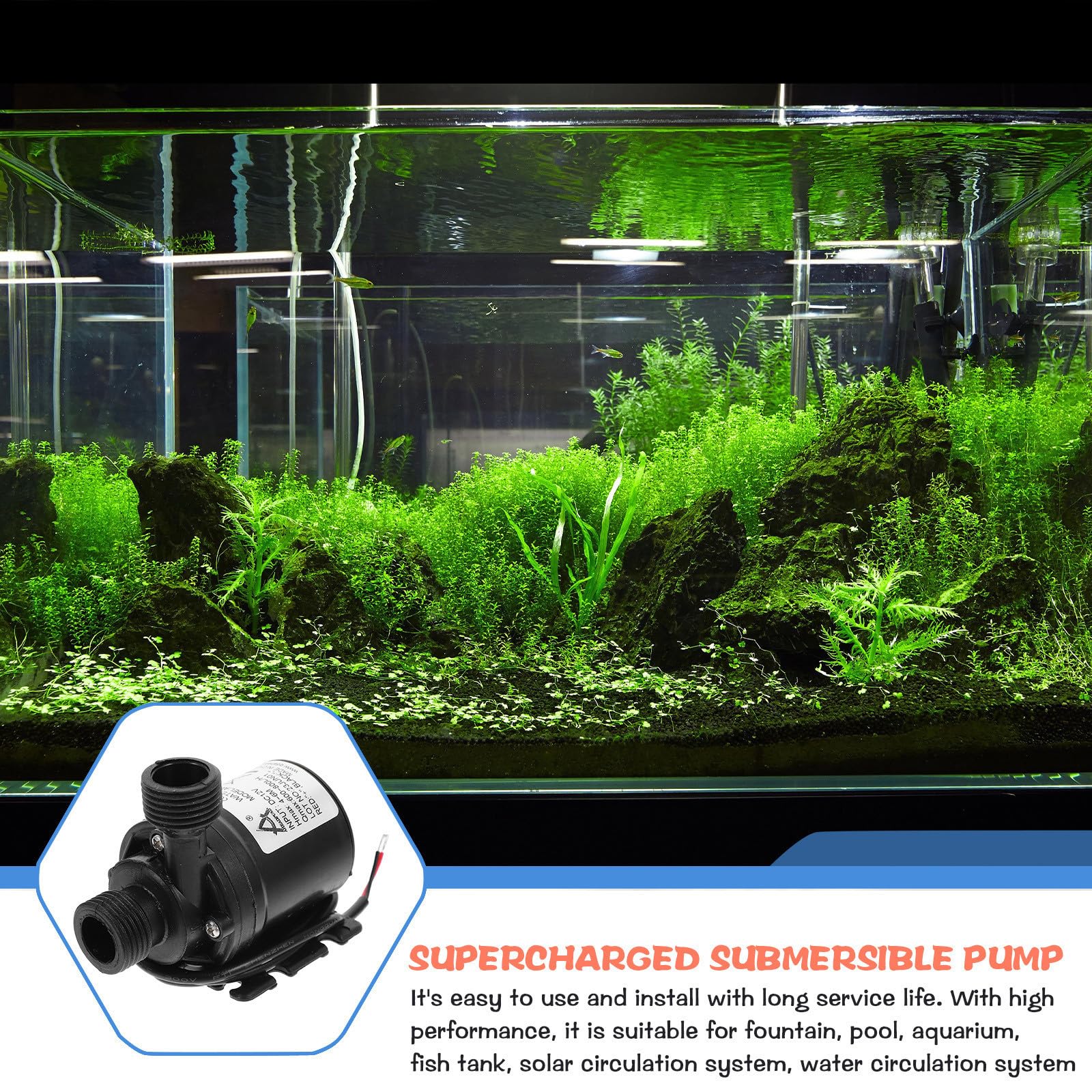 Mini Bomba de Agua Sumergible sin Escobillas 800l/h Negra | 2 Piezas, Plástico, Instalación Sumergible, 12 V, para Fuente y Piscina, Celebracion Verano